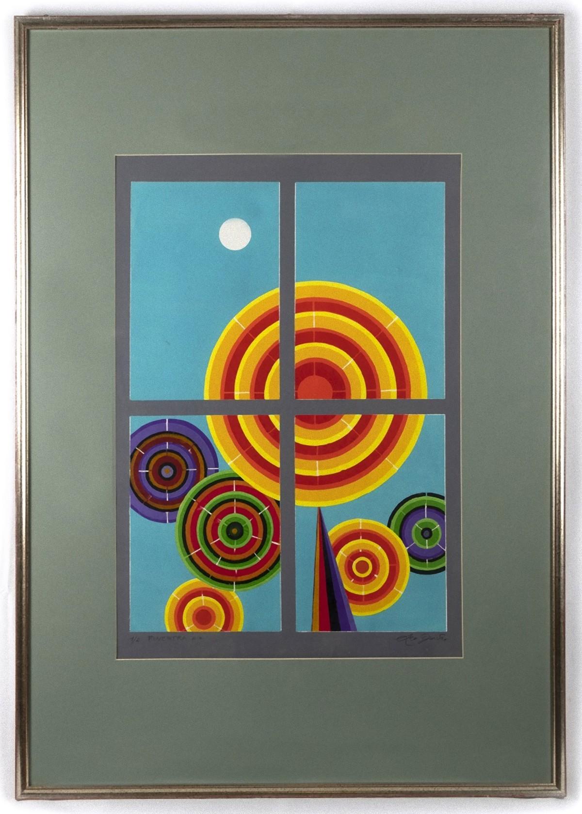 Window 1 is an original Contemporary artwork realized in 1995 by the italian artist Leo Guida (1992 - 2017).

Original Screen Print and Chalcography.

Numbered Titled and Hand-signed in pencil on the lower margin: 1/2 FINESTRA p.a. (Artist proof)