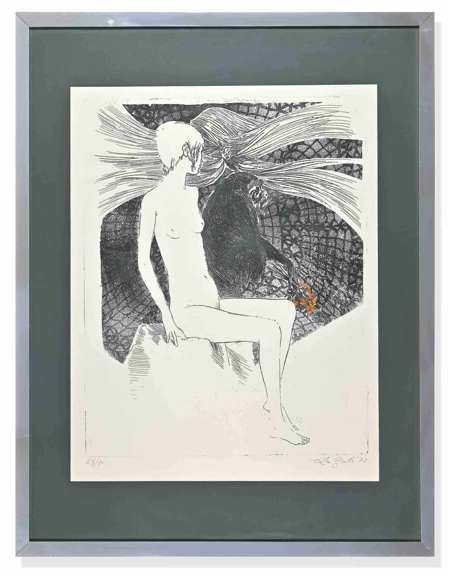 Woman ist ein originales zeitgenössisches Kunstwerk von Leo Guida aus dem Jahr 1972.

Schwarz-Weiß-Radierung.

Vom Künstler am unteren rechten Rand handsigniert und datiert.

Links unten nummeriert. Ausgabe 69/80.

Inklusive Rahmen: 75.5 x 2 x 58