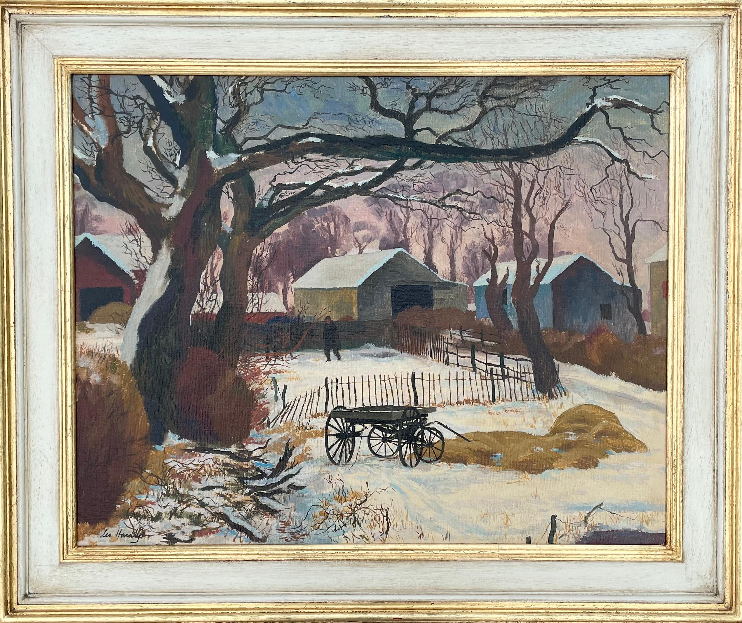 Leo Hardy - Pittura a olio Modern British - Il fienile blu in vendita 2