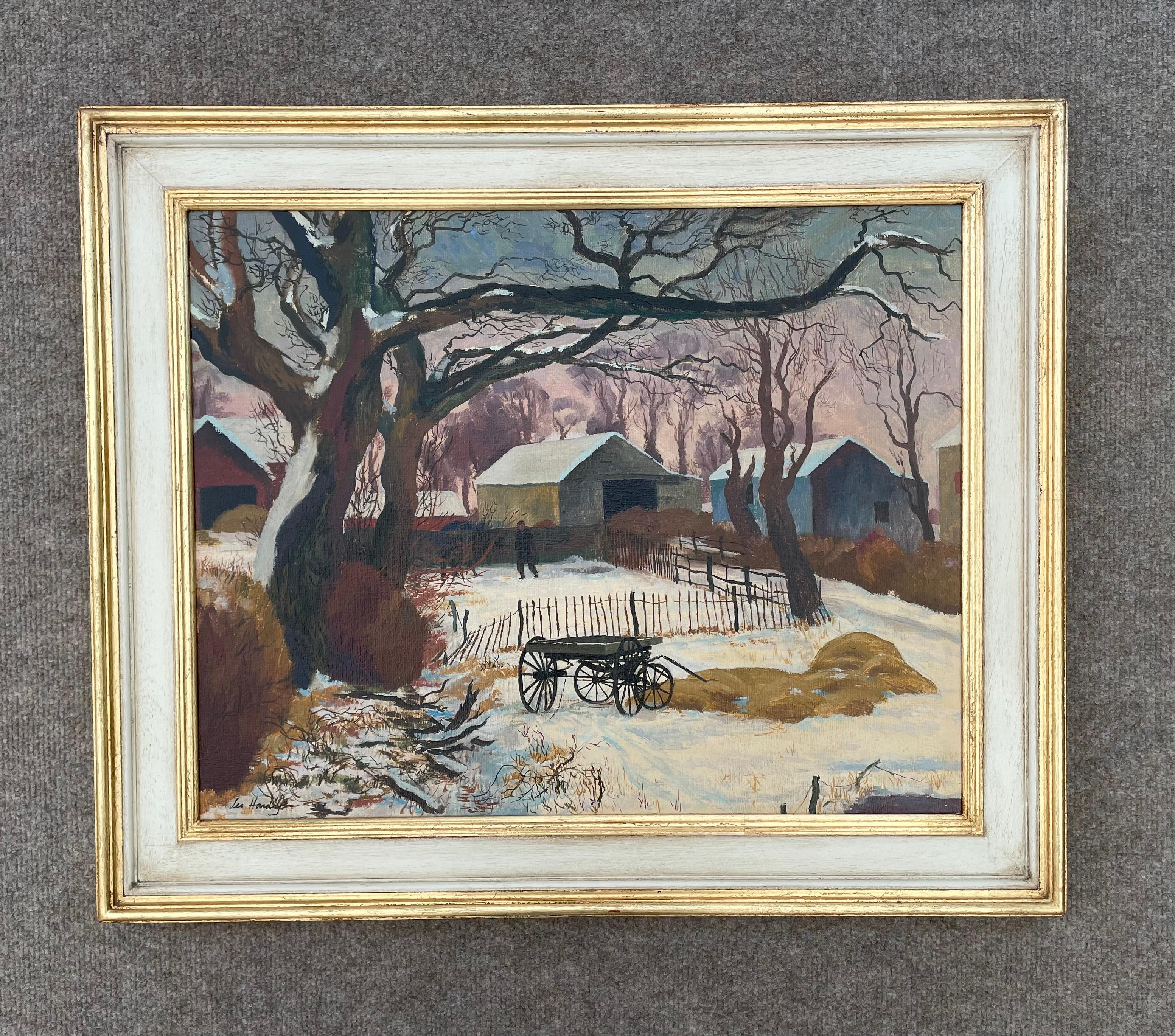 Leo Hardy - Pittura a olio Modern British - Il fienile blu in vendita 3