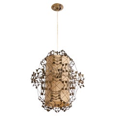 Leo Jensen, lampe à suspension, laiton, papier parchemin, États-Unis, 1958