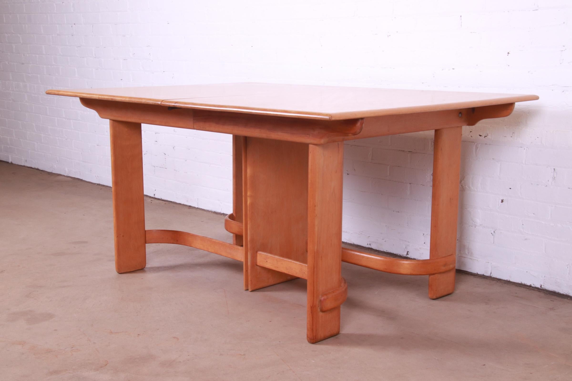 Gilbert Rohde for Heywood Wakefield Art Deco Maple Dining Table, 1930s 7