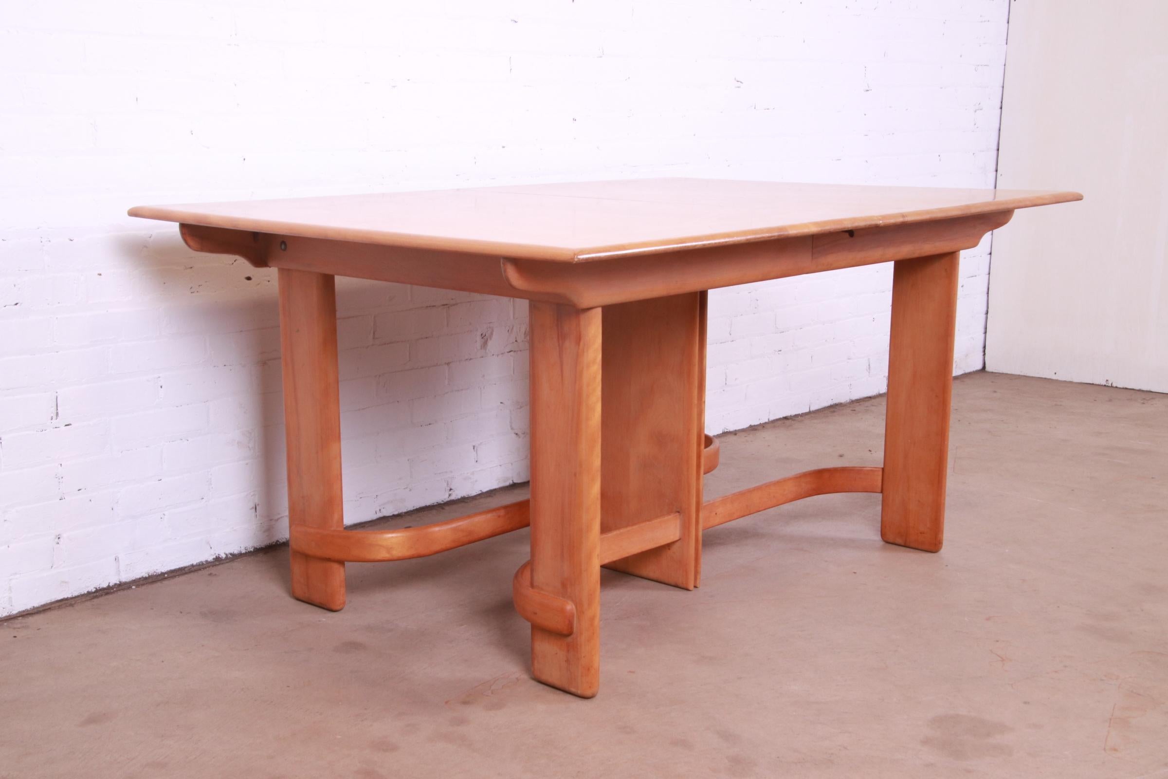 Gilbert Rohde for Heywood Wakefield Art Deco Maple Dining Table, 1930s 9