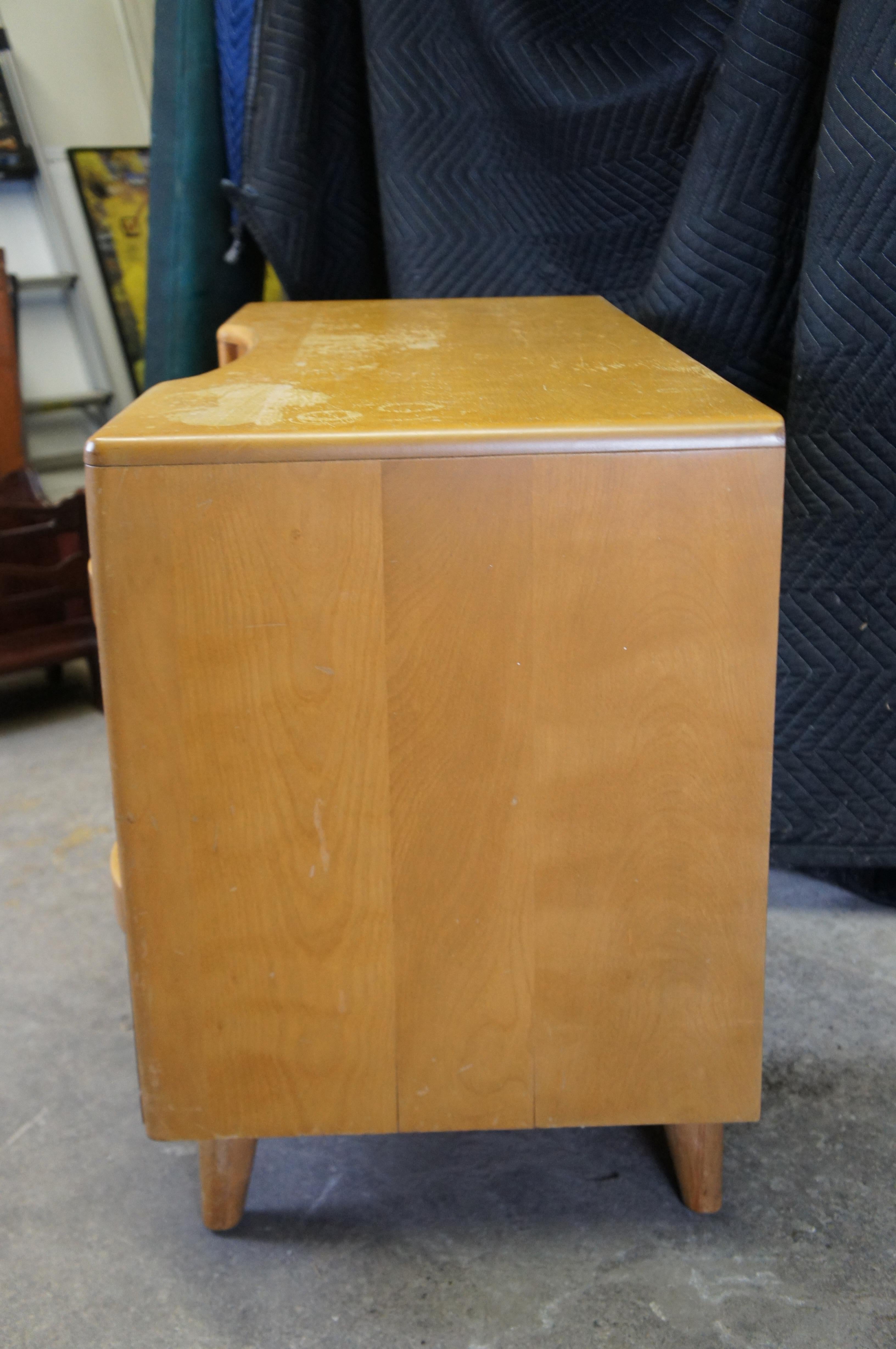 Leo Jiranek Heywood Wakefield Modern Maple Mirrored Kneehole Vanity Desk 4
