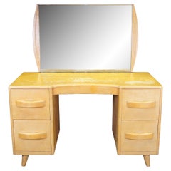 Leo Jiranek Heywood Wakefield Modern Maple Mirrored Kneehole Vanity Desk
