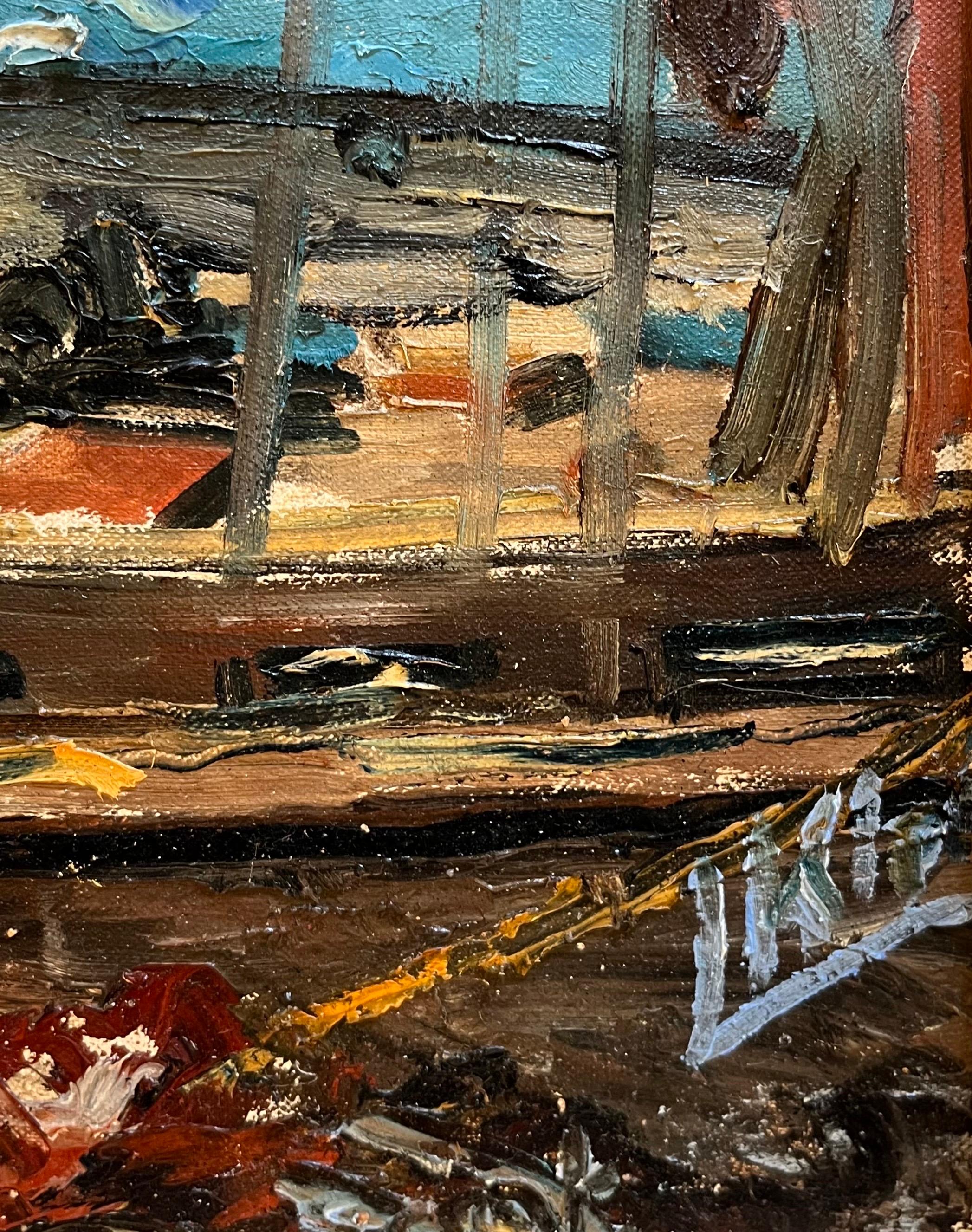 “Workers at the Port” by Leo Klein von Diepold - Oil on Canvas - 57x78 cm - Modern Painting by Leo Klein VON Diepold