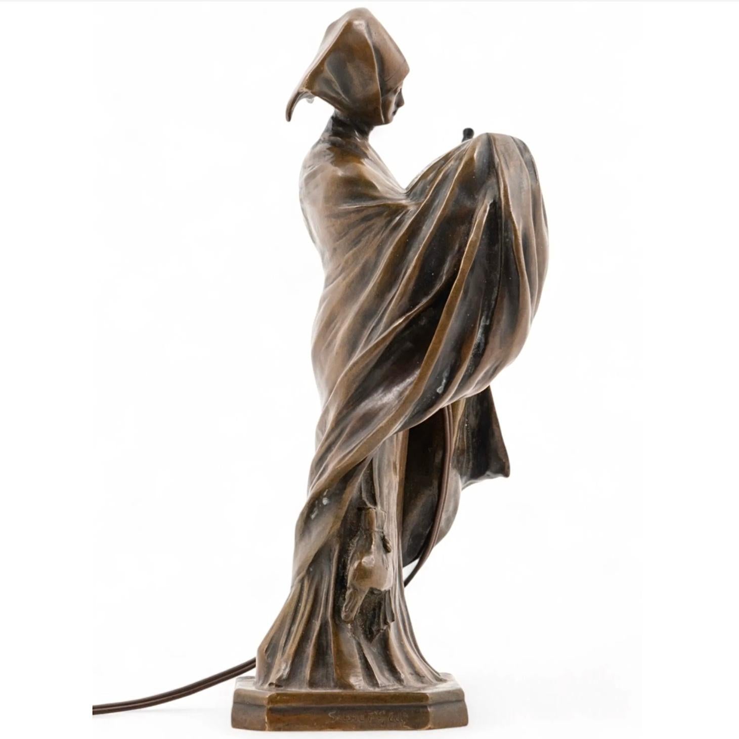 Leo Laporte Blairsy Art Nouveau Bronze Table Lamp For Sale 4