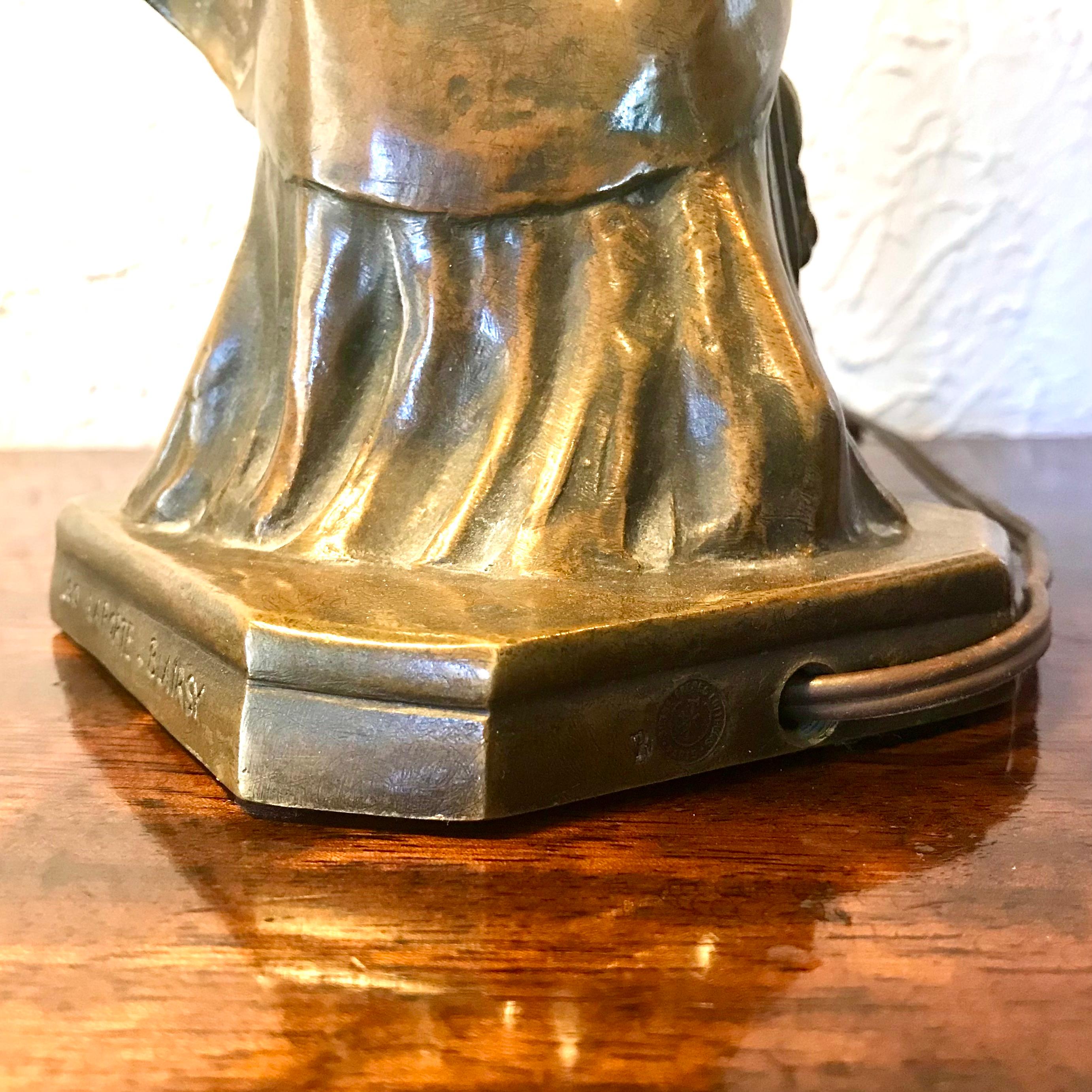 Leo Laporte Blairsy Art Nouveau Bronze Table Lamp In Excellent Condition For Sale In Dallas, TX