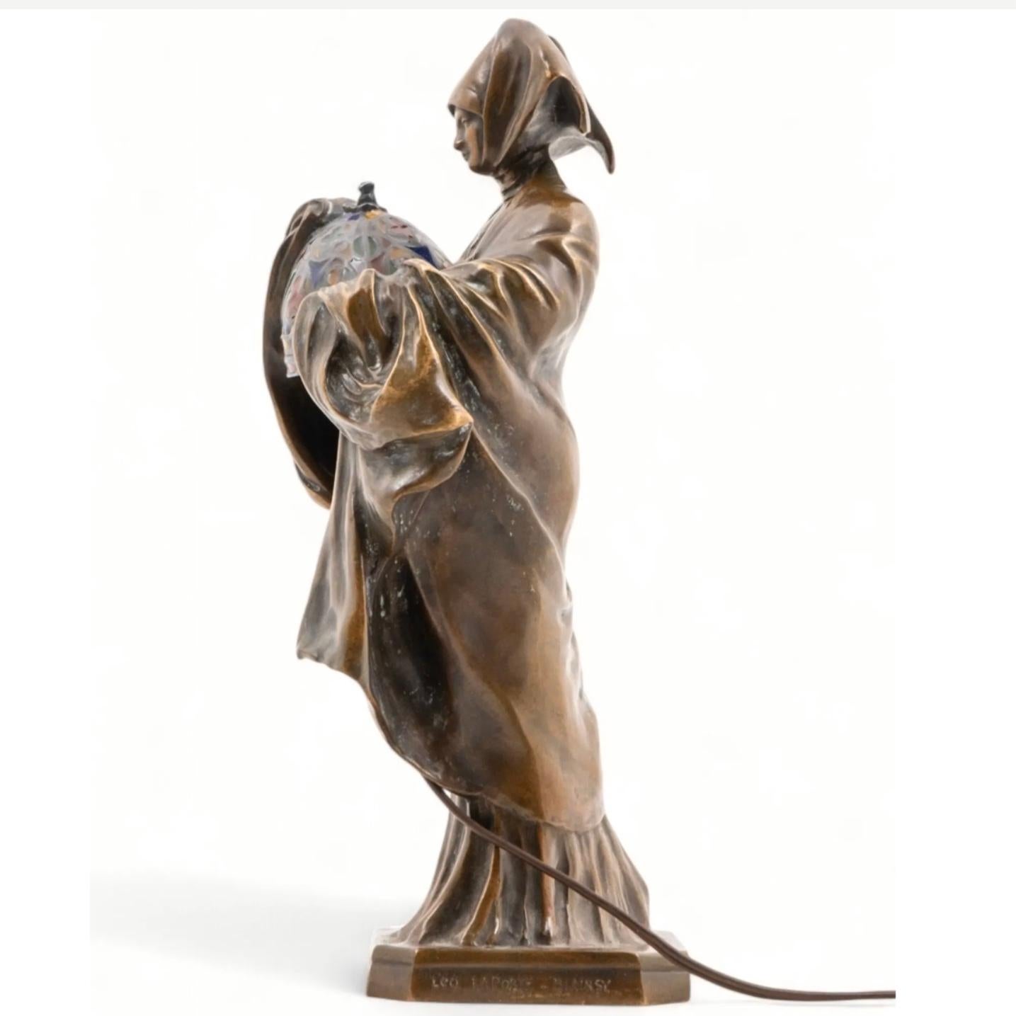 Leo Laporte Blairsy Art Nouveau Bronze Table Lamp For Sale 2