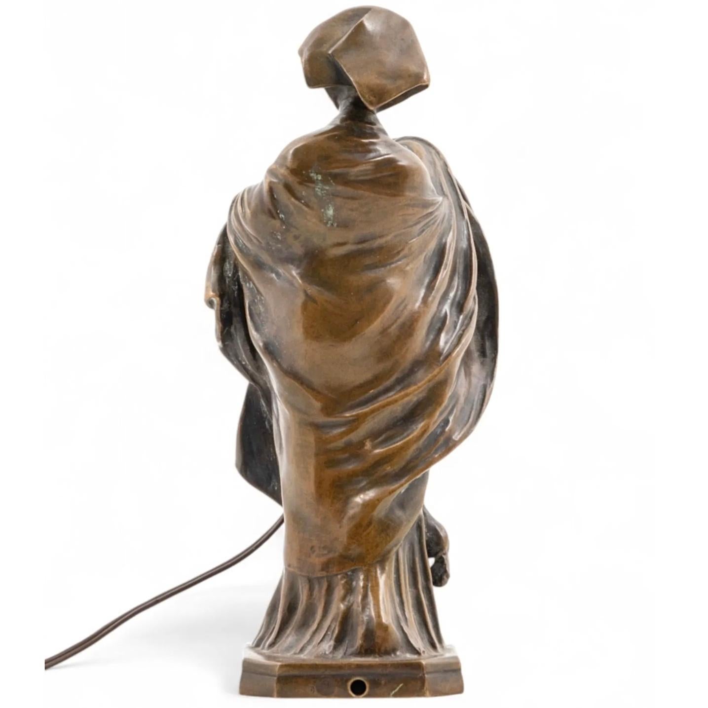 Leo Laporte Blairsy Art Nouveau Bronze Table Lamp For Sale 3