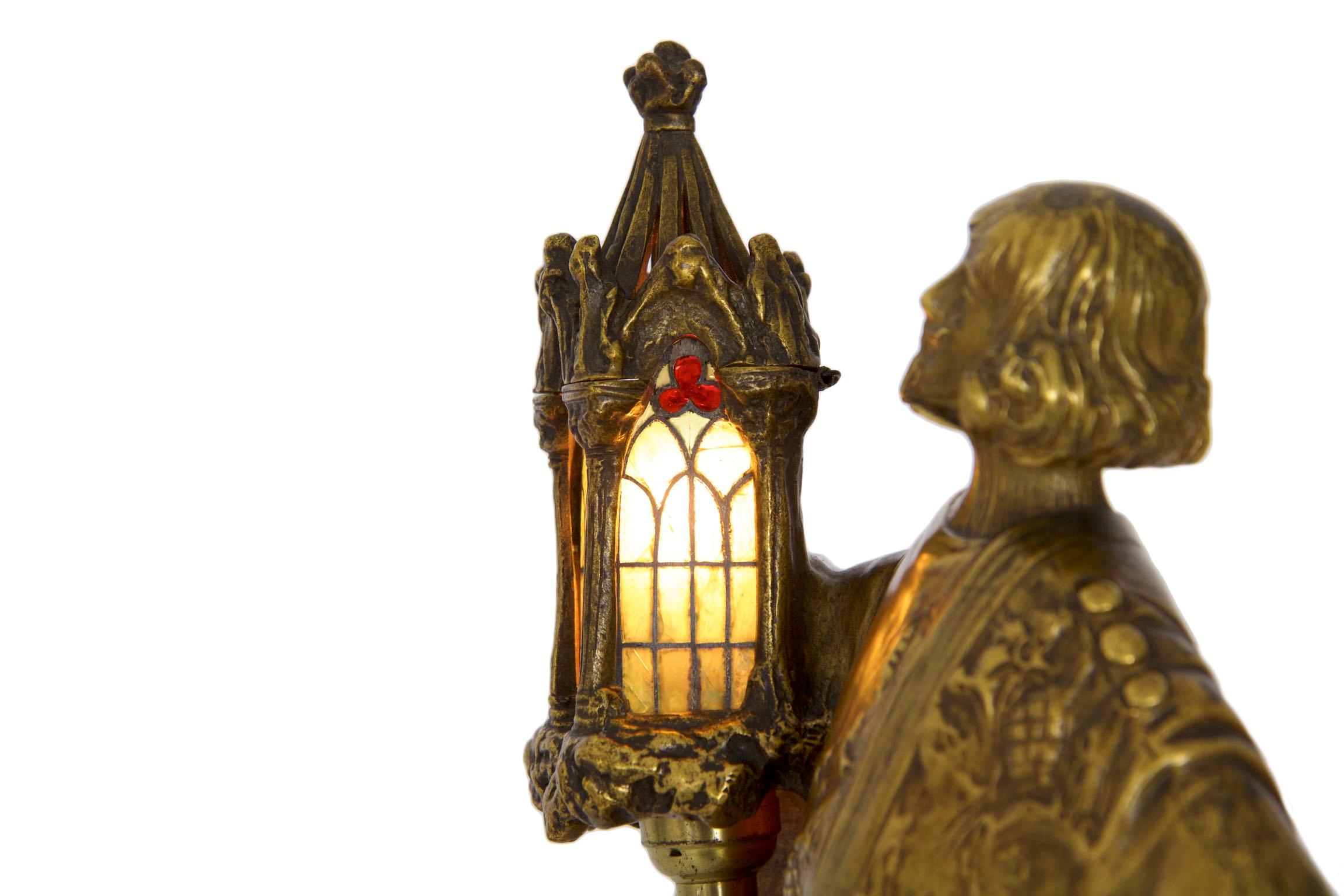 Léo Laporte-Blairsy French Art Nouveau Bronze Sculpture Antique Table Lamp 4