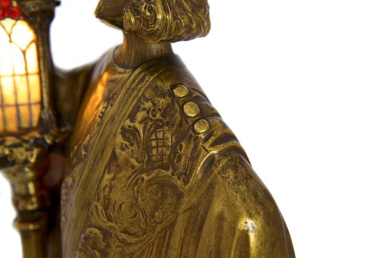 Léo Laporte-Blairsy French Art Nouveau Bronze Sculpture Antique Table Lamp 7