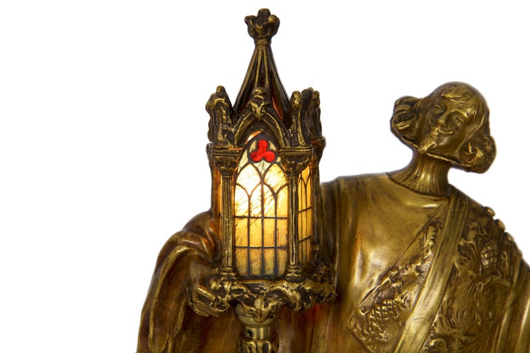 Léo Laporte-Blairsy French Art Nouveau Bronze Sculpture Antique Table Lamp 1