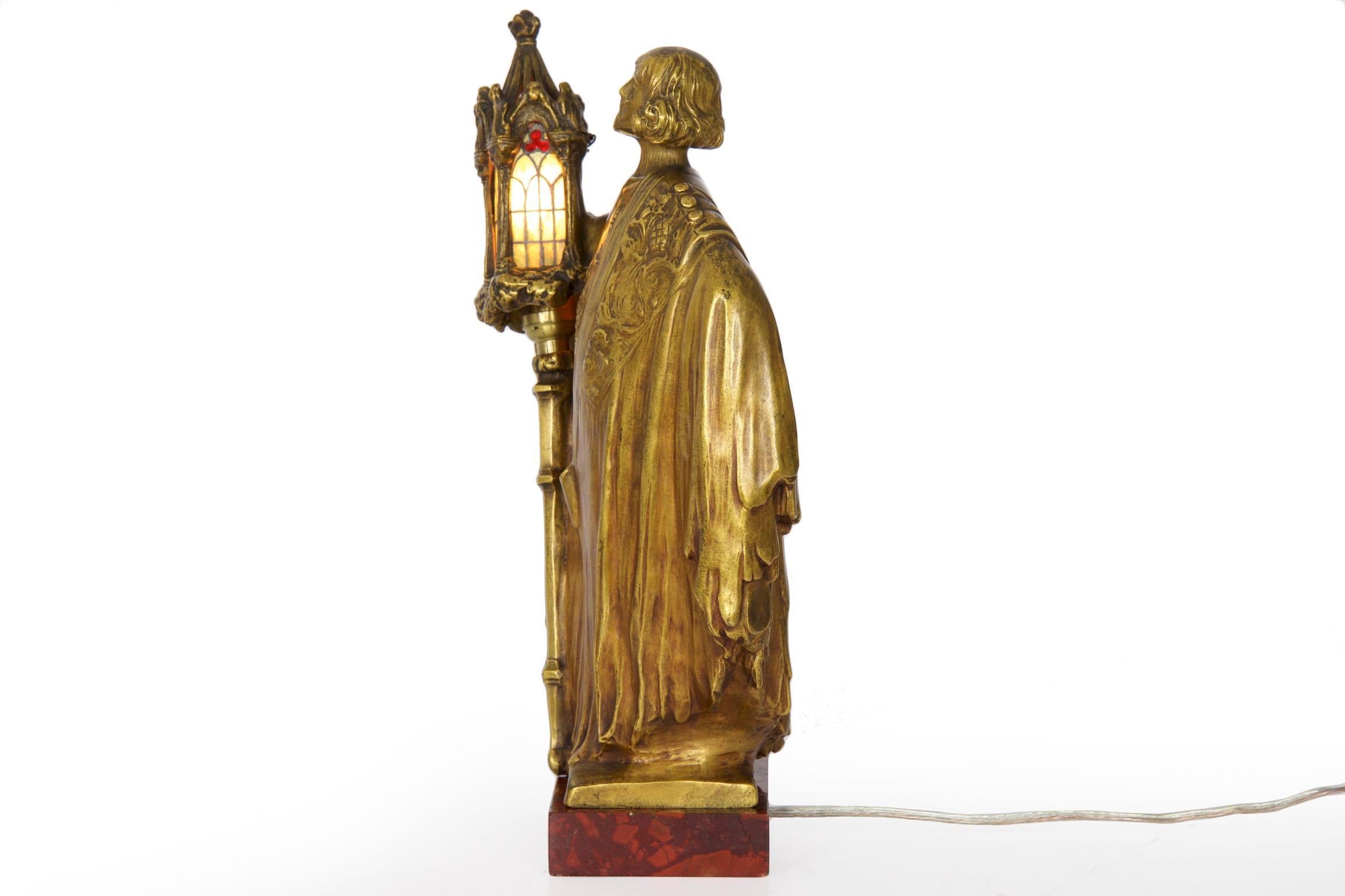 Léo Laporte-Blairsy French Art Nouveau Bronze Sculpture Antique Table Lamp 1