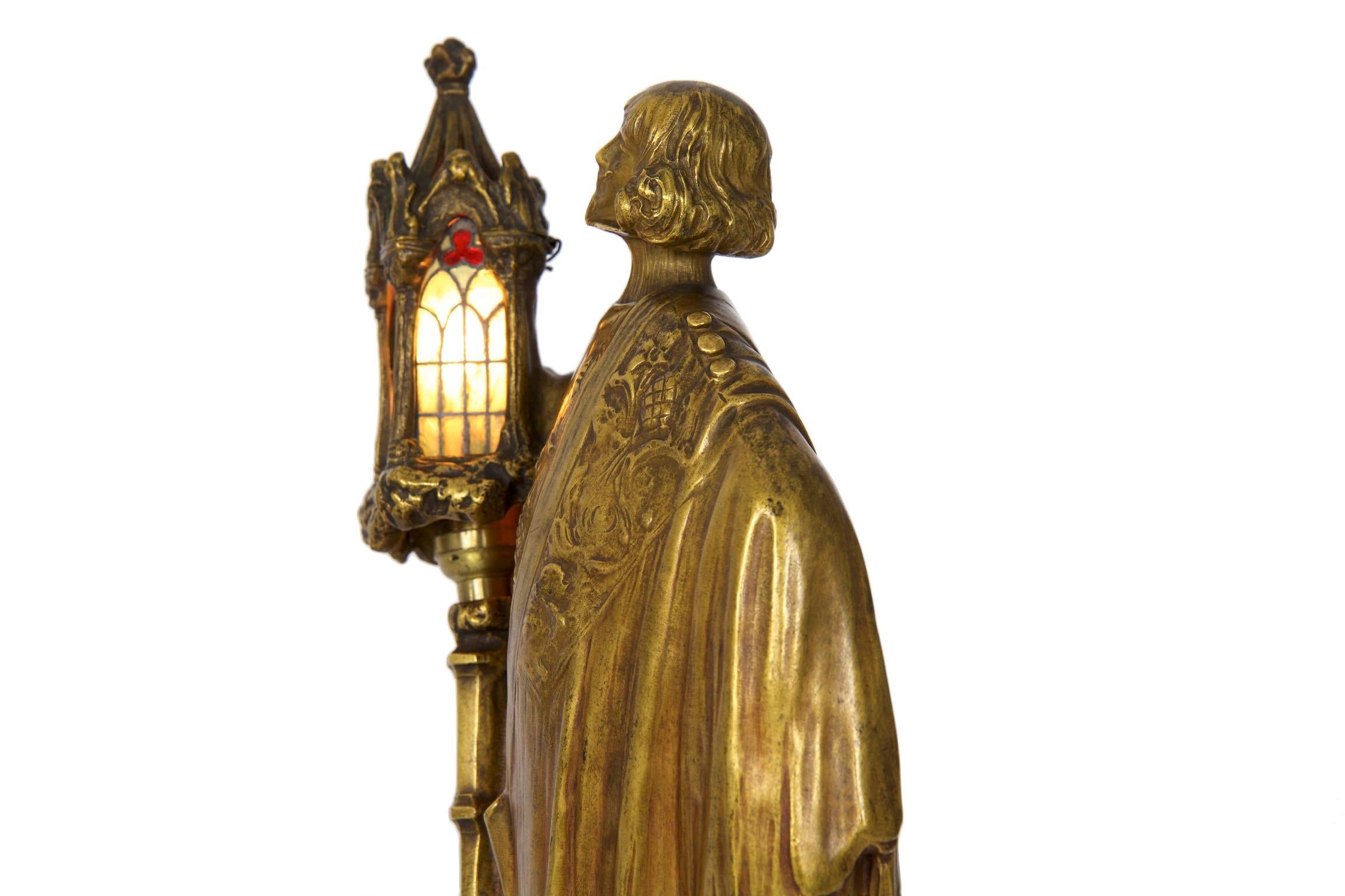 Léo Laporte-Blairsy French Art Nouveau Bronze Sculpture Antique Table Lamp 2
