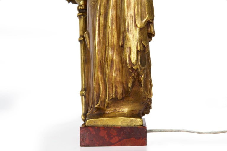 Léo Laporte-Blairsy French Art Nouveau Bronze Sculpture Antique Table Lamp 5