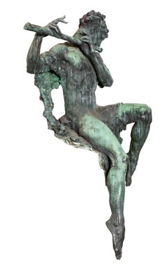 Statua da giardino in bronzo "Fauno" di Leo Lentelli