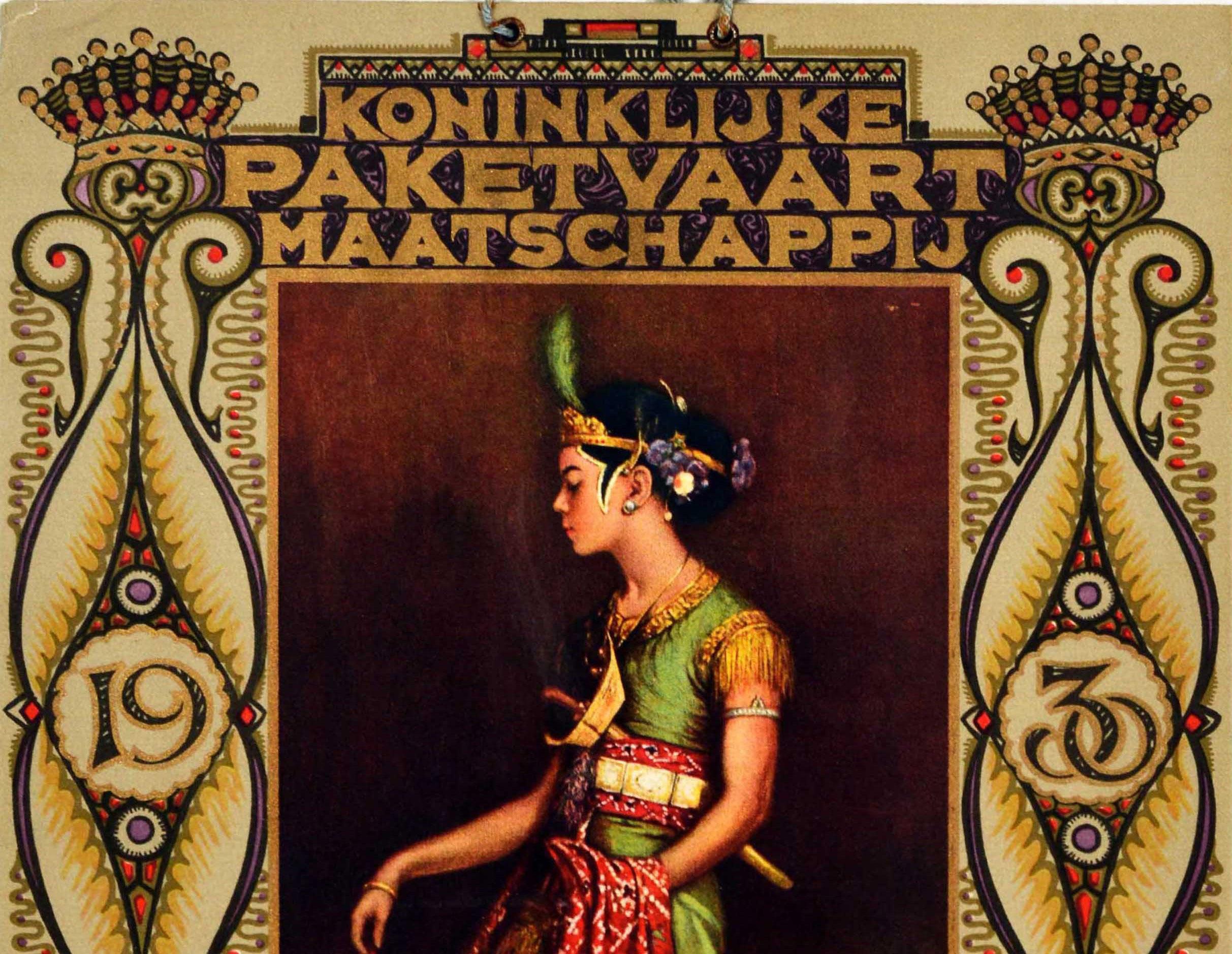 Original-Vintage-Werbeplakat Royal Packet Shipping Company, Kalender Bali (Art déco), Print, von Leo Leon Johan Gabrielse