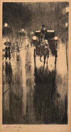 Leo Lesser Ury - Pferdedroschke im Regenwetter (Hackney Carriage in the Rain)