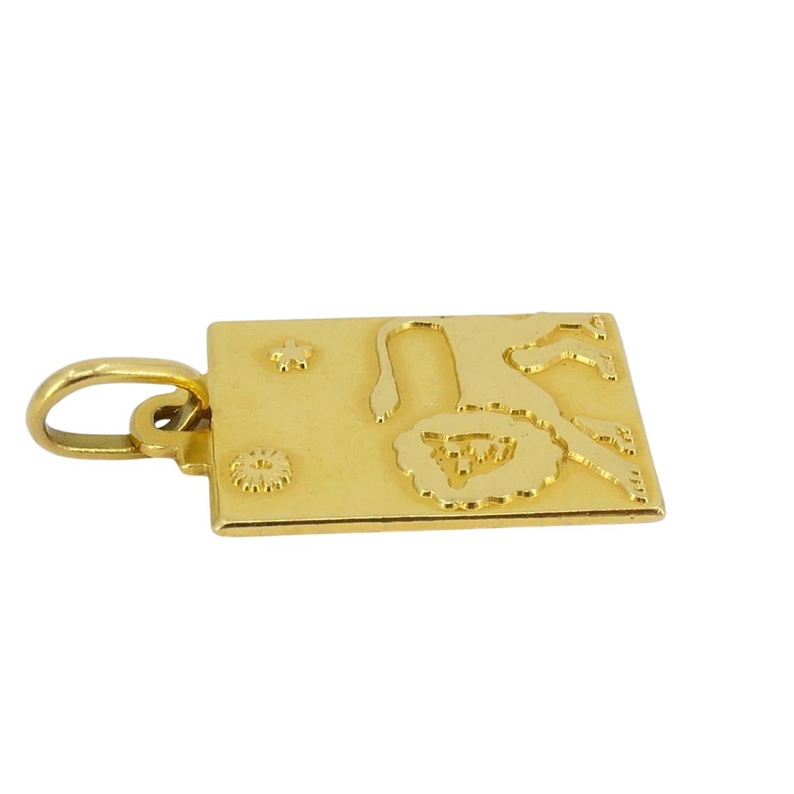 Leo Lion 18k Gold Charm Vintage Pendant For Sale 1