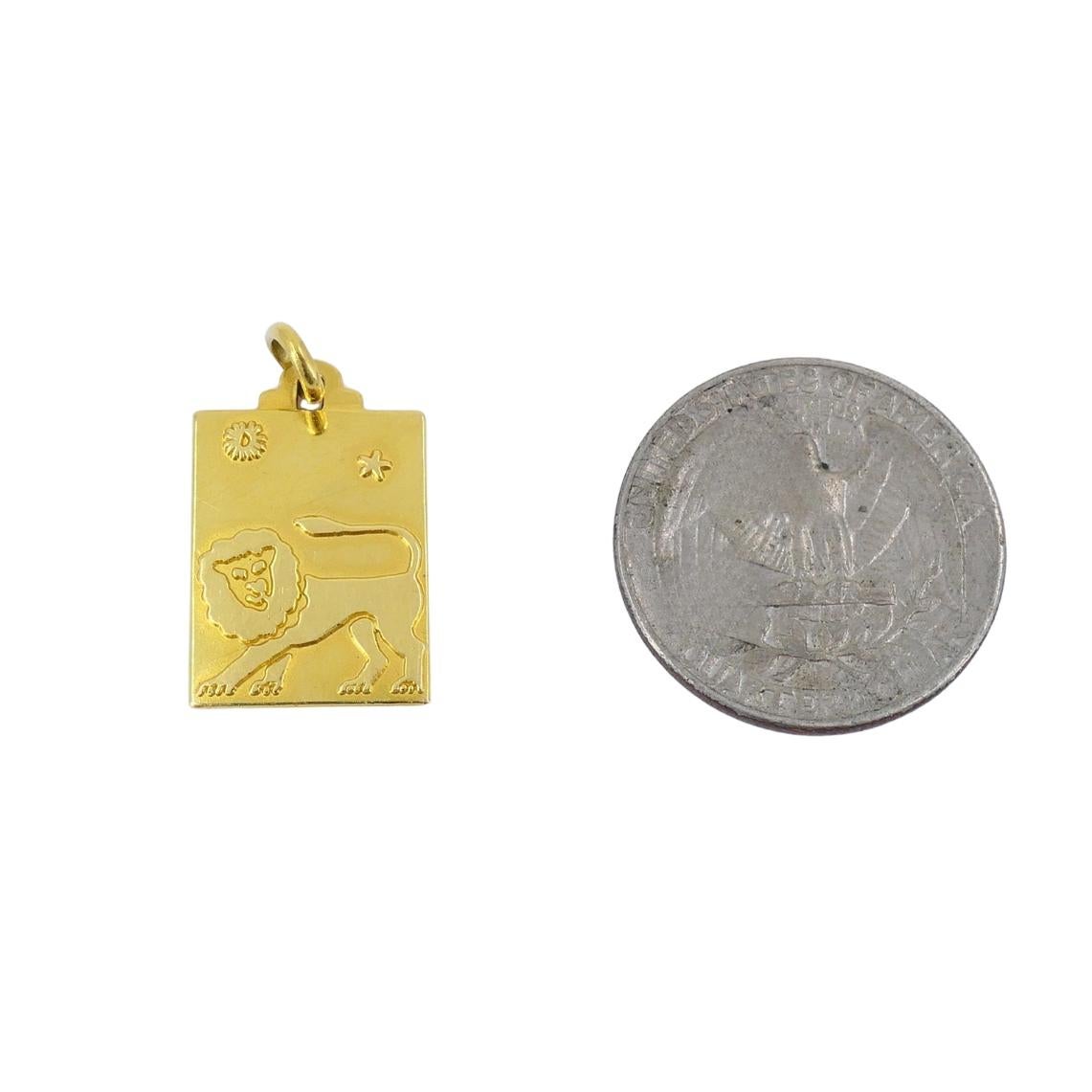 Leo Lion 18k Gold Charm Vintage Pendant For Sale 3