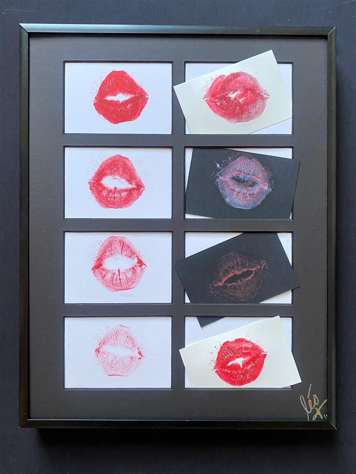 Makeup on business cards
Artwork Unique

“Kiss Me, Love Me” is the fourth of a continuing “ILYSFM” series which explores femininity, love & beauty, drag, and attraction as iconic symbolism. Inspired by drag queens, femininity, and the iconography of