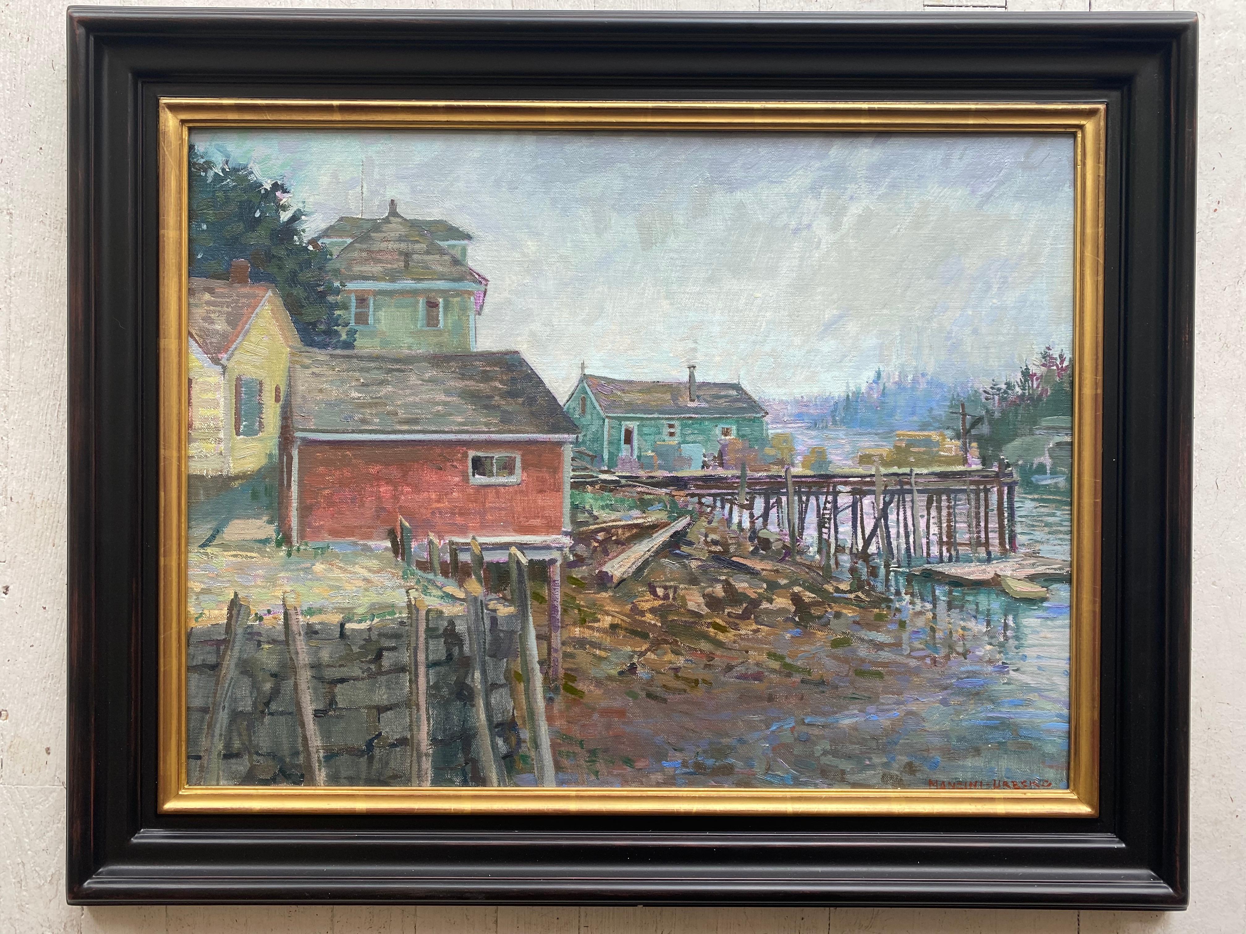 Andy's Wharf, Stonington - Painting by Leo Mancini-Hresko