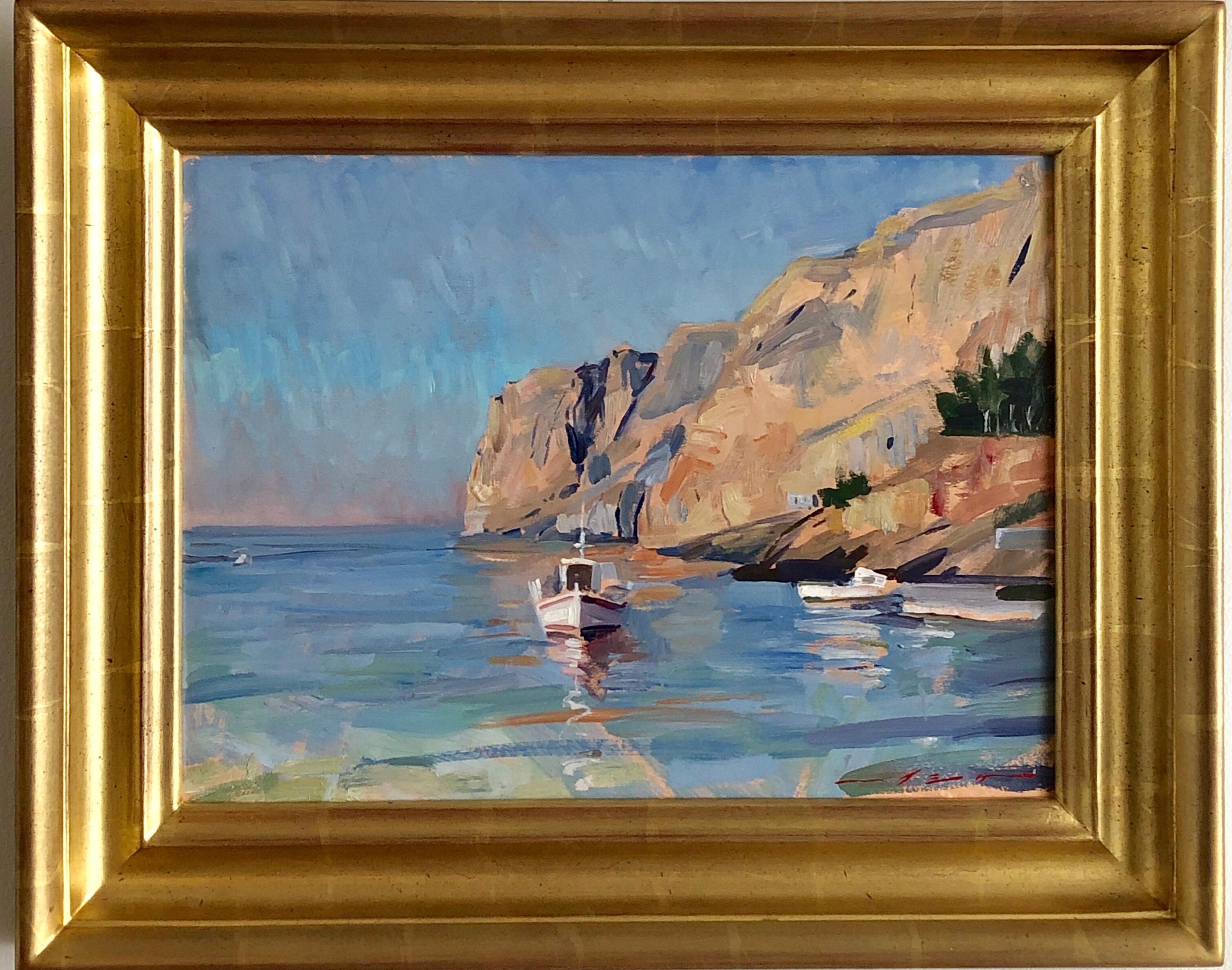 Gerolimenas Cliffs - Painting by Leo Mancini-Hresko