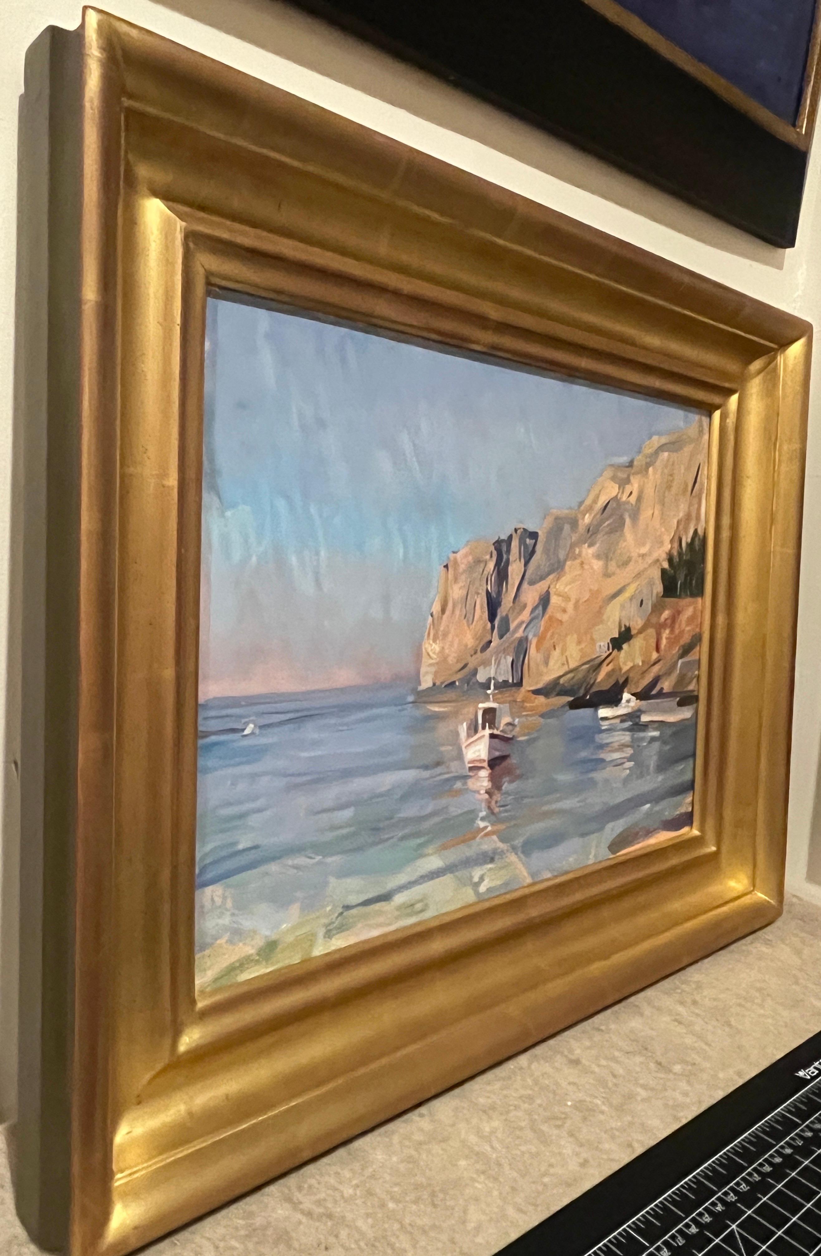 Gerolimenas Cliffs - American Impressionist Painting by Leo Mancini-Hresko