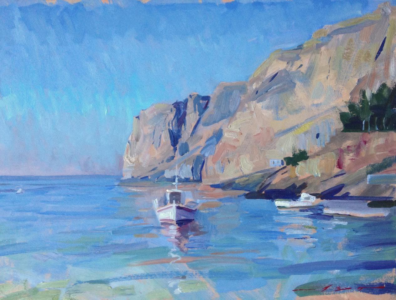 Leo Mancini-Hresko Landscape Painting - Gerolimenas Cliffs