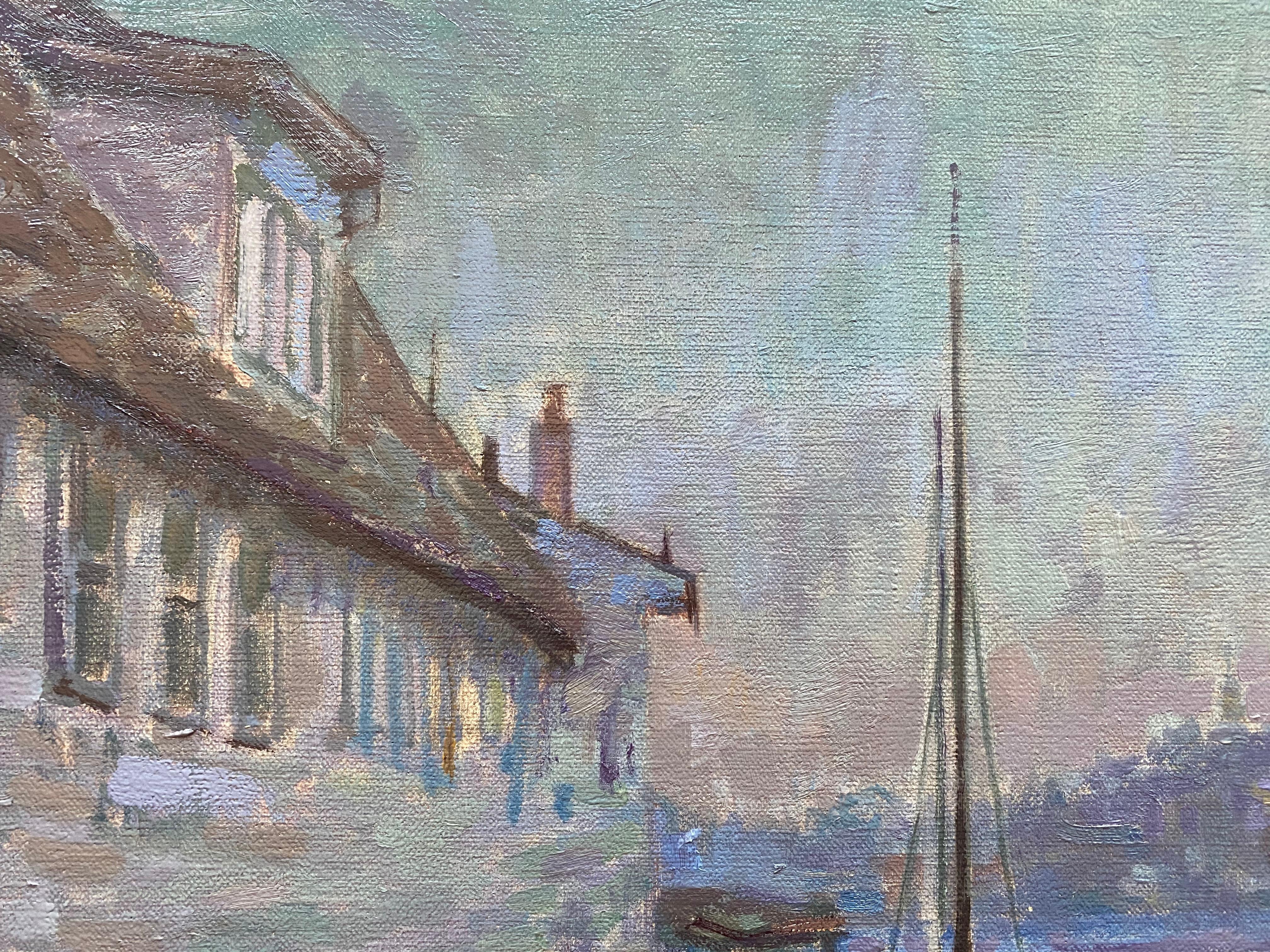 Gloucester Twilight - Impressionist Painting by Leo Mancini-Hresko