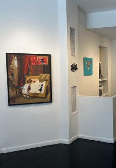 Arte callejero contemporáneo arte pop Banksy Koons interior pintado a mano rojo y dorado