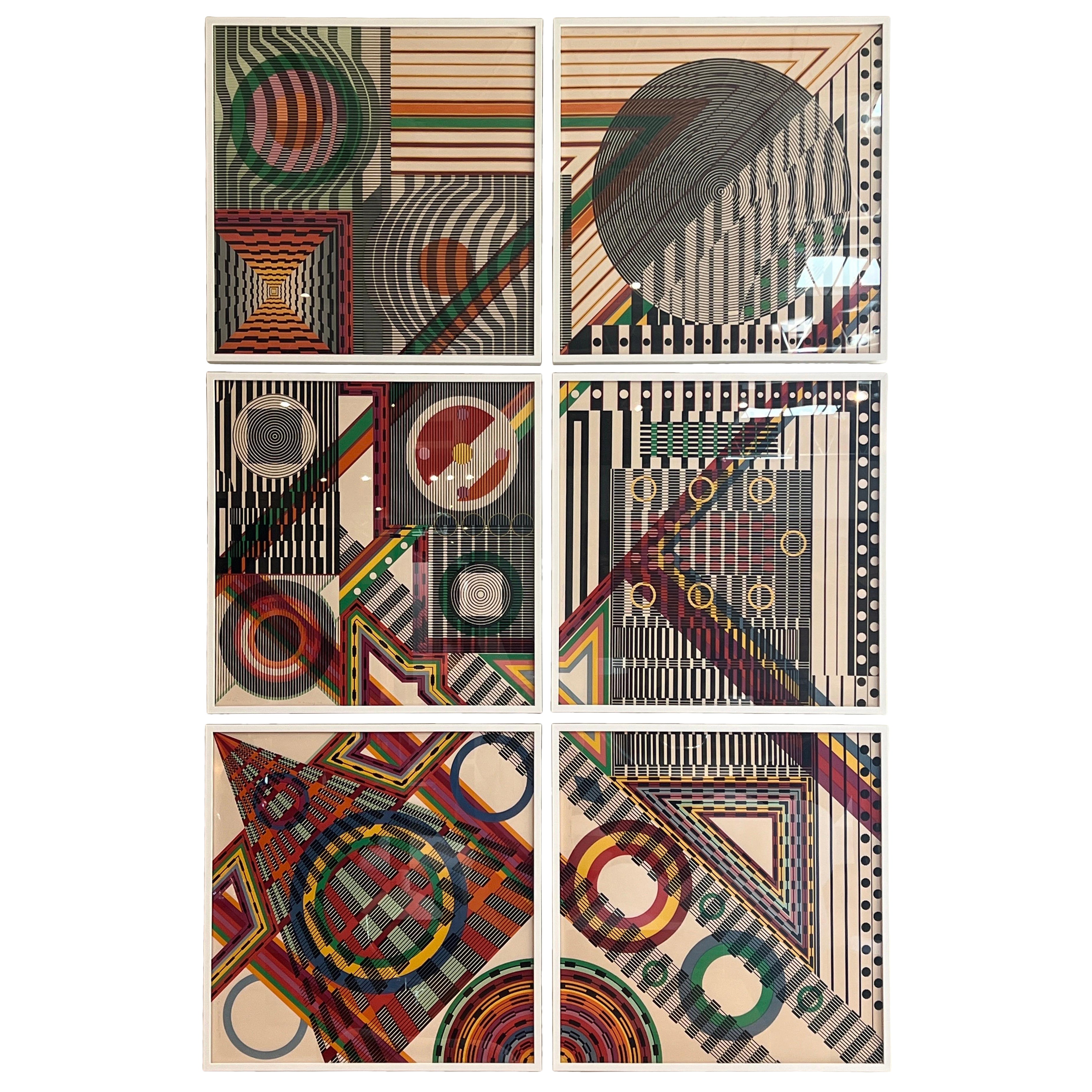 Serigrafie geometriche a bordi rigidi di Leo Marantz "Sexette in vendita