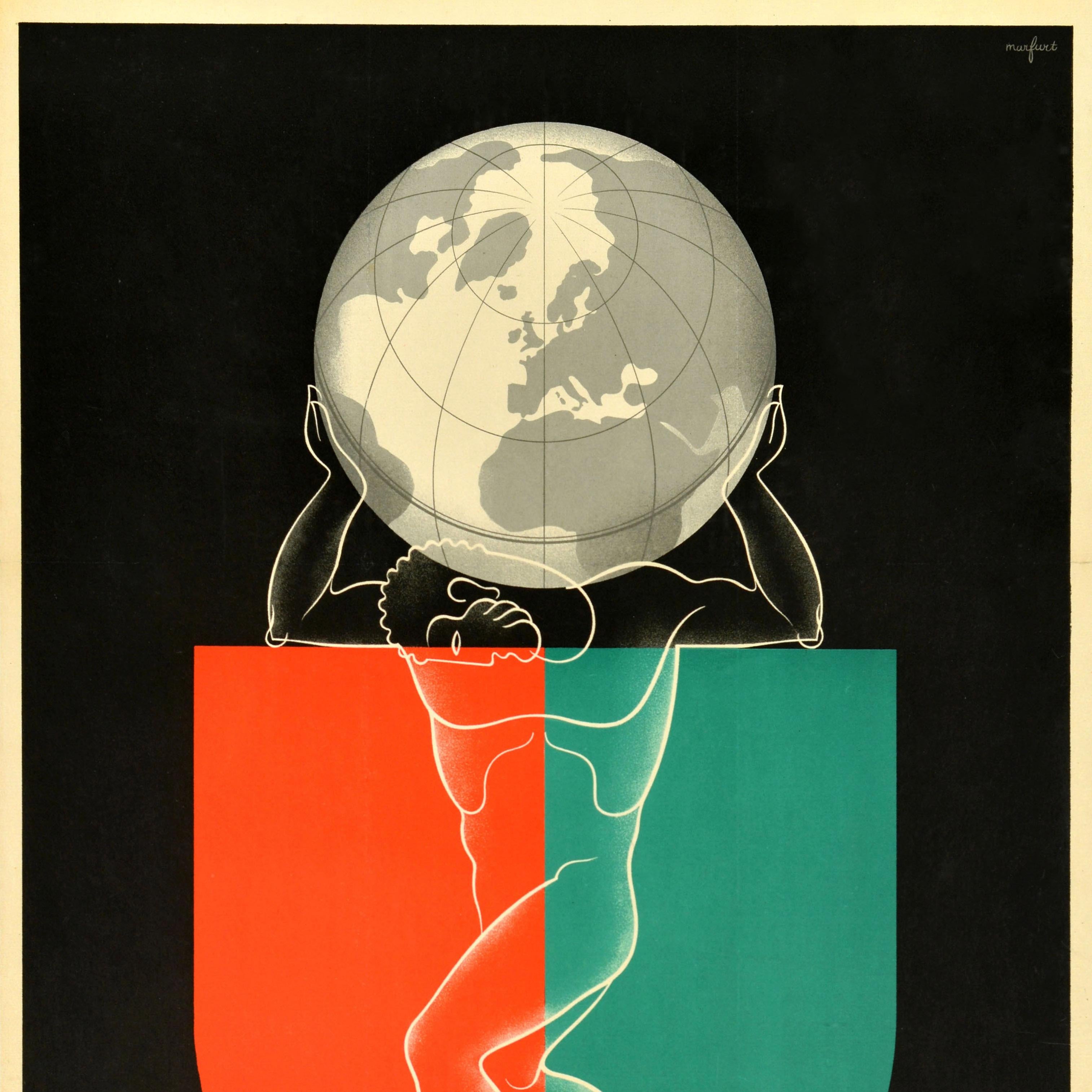 Original-Vintage-Werbeplakat Brüsseler Exposition Universelle Art Deco, Vintage (Art déco), Print, von Leo Marfurt