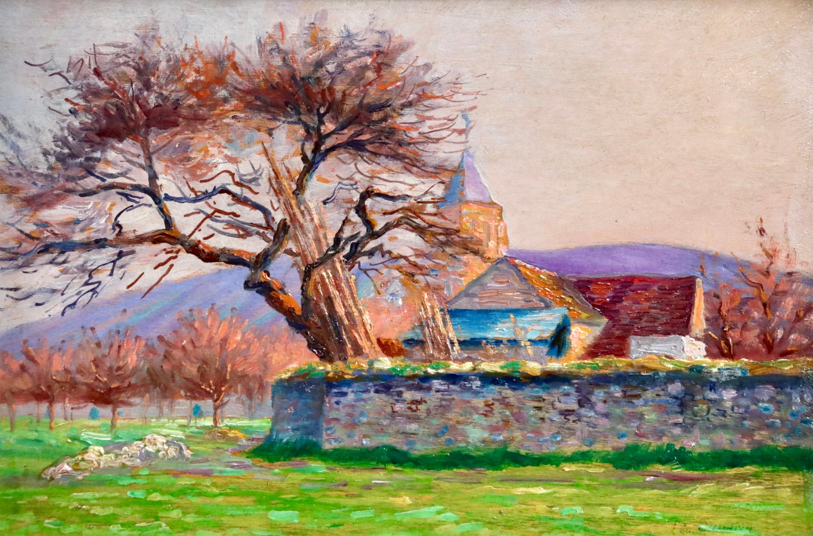 Léo Marie Gausson Landscape Painting - Bruyères-Sous-Laon - Post Impressionist Landscape Oil by Leo Marie Gausson