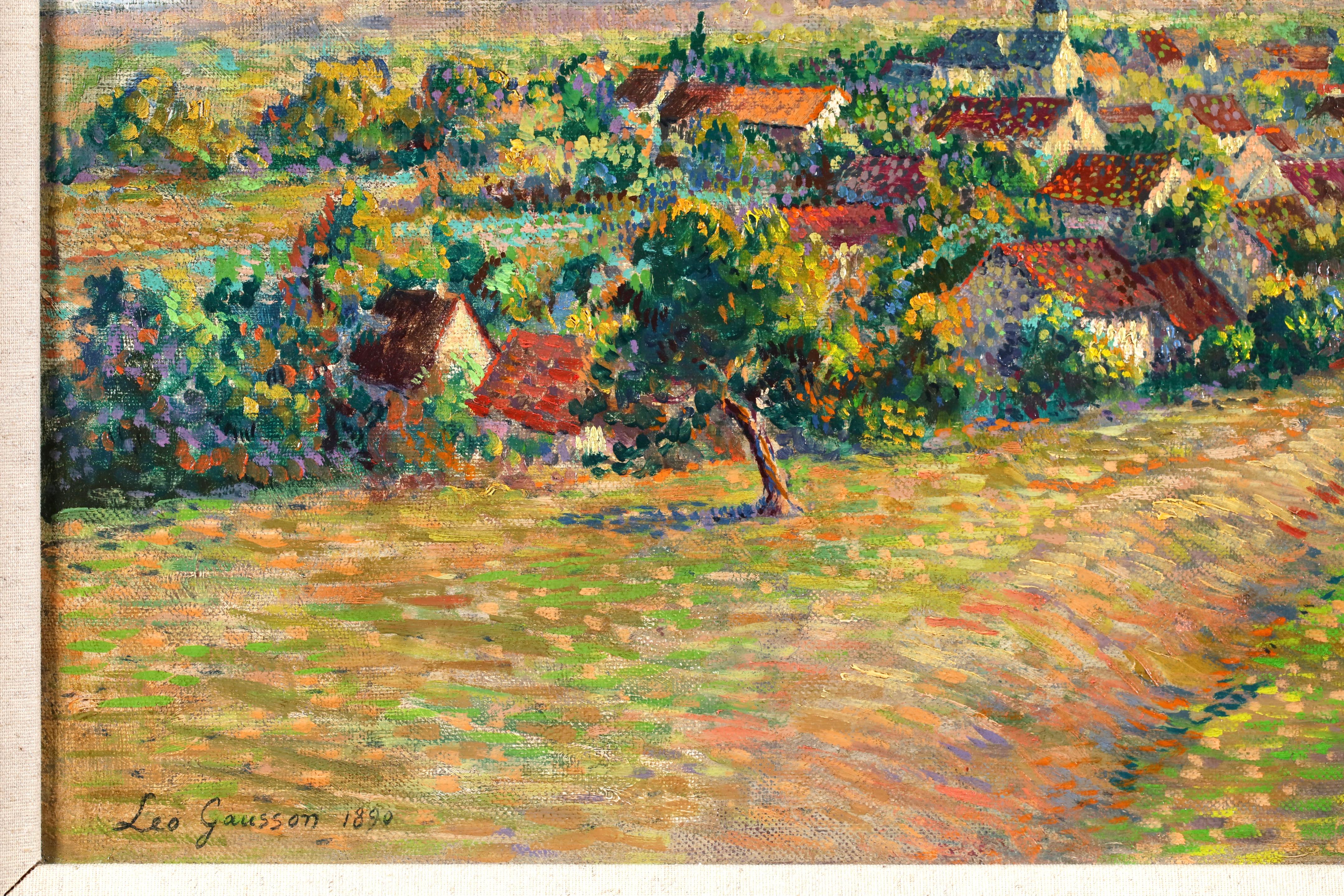 Dans les champs - Neoimpressionistische Flusslandschaft Öl von Leo Marie Gausson im Angebot 7