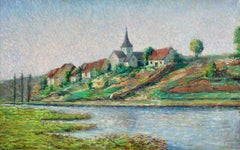 Triel-sur-Seine - Paysage néo-impressionniste peint à l'huile par Léo Marie Gausson