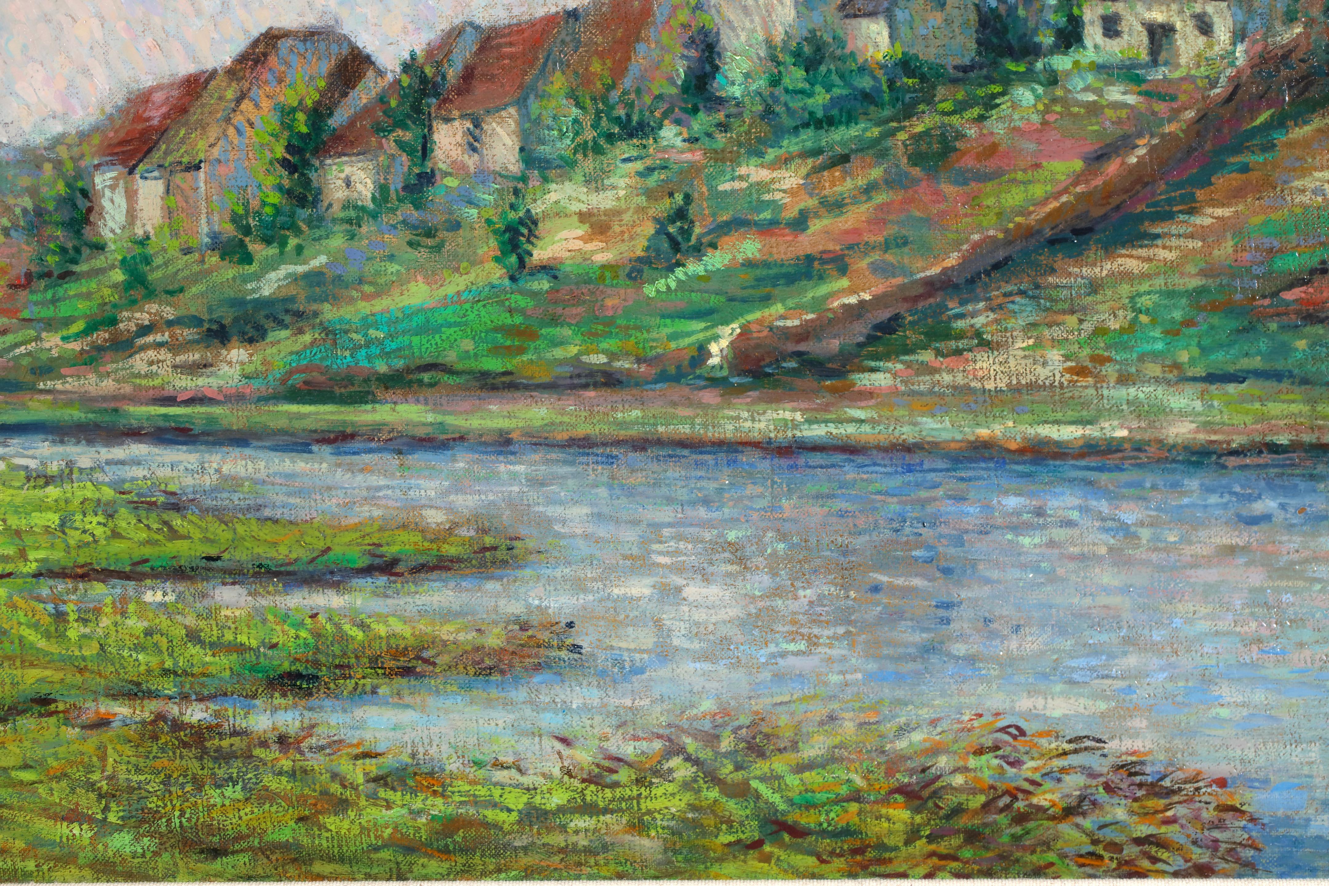 Triel-sur-Seine - Paysage néo-impressionniste peint à l'huile par Léo Marie Gausson en vente 3