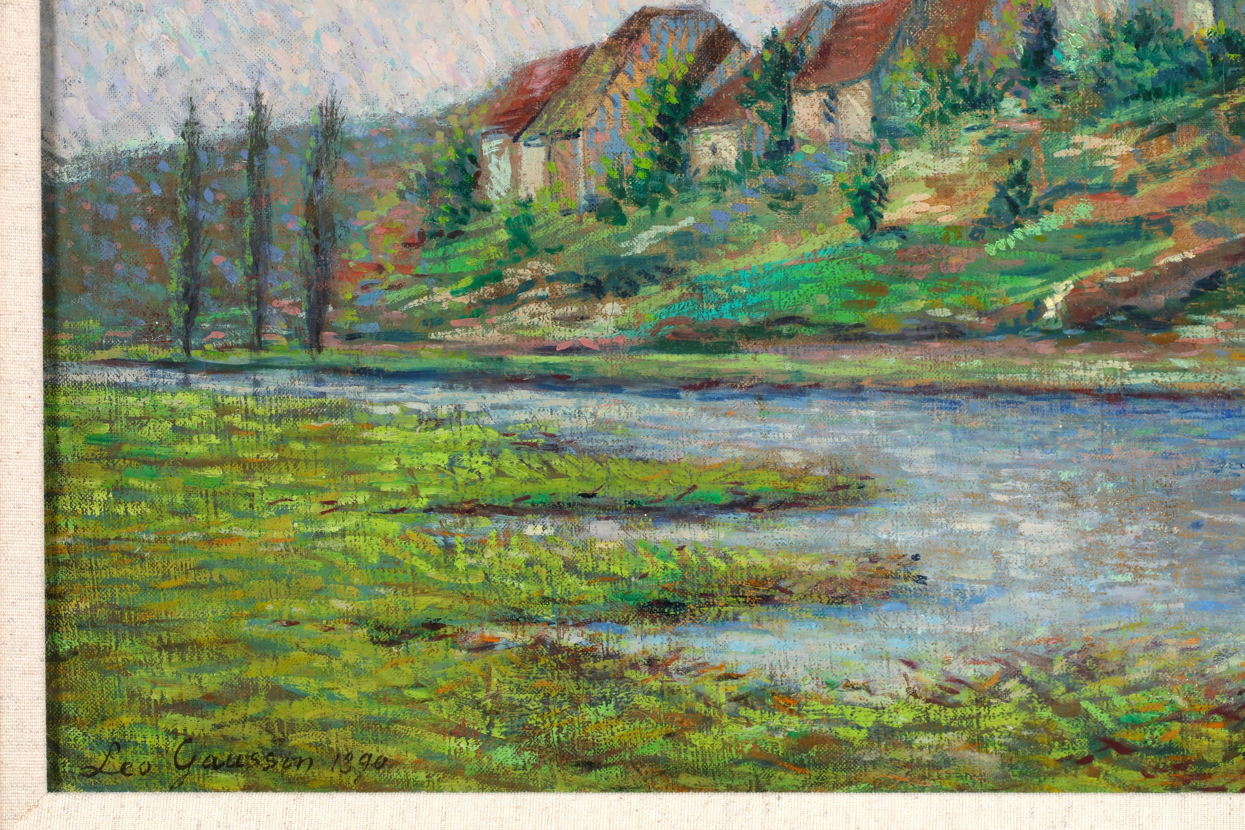 Triel-sur-Seine - Paysage néo-impressionniste peint à l'huile par Léo Marie Gausson en vente 4