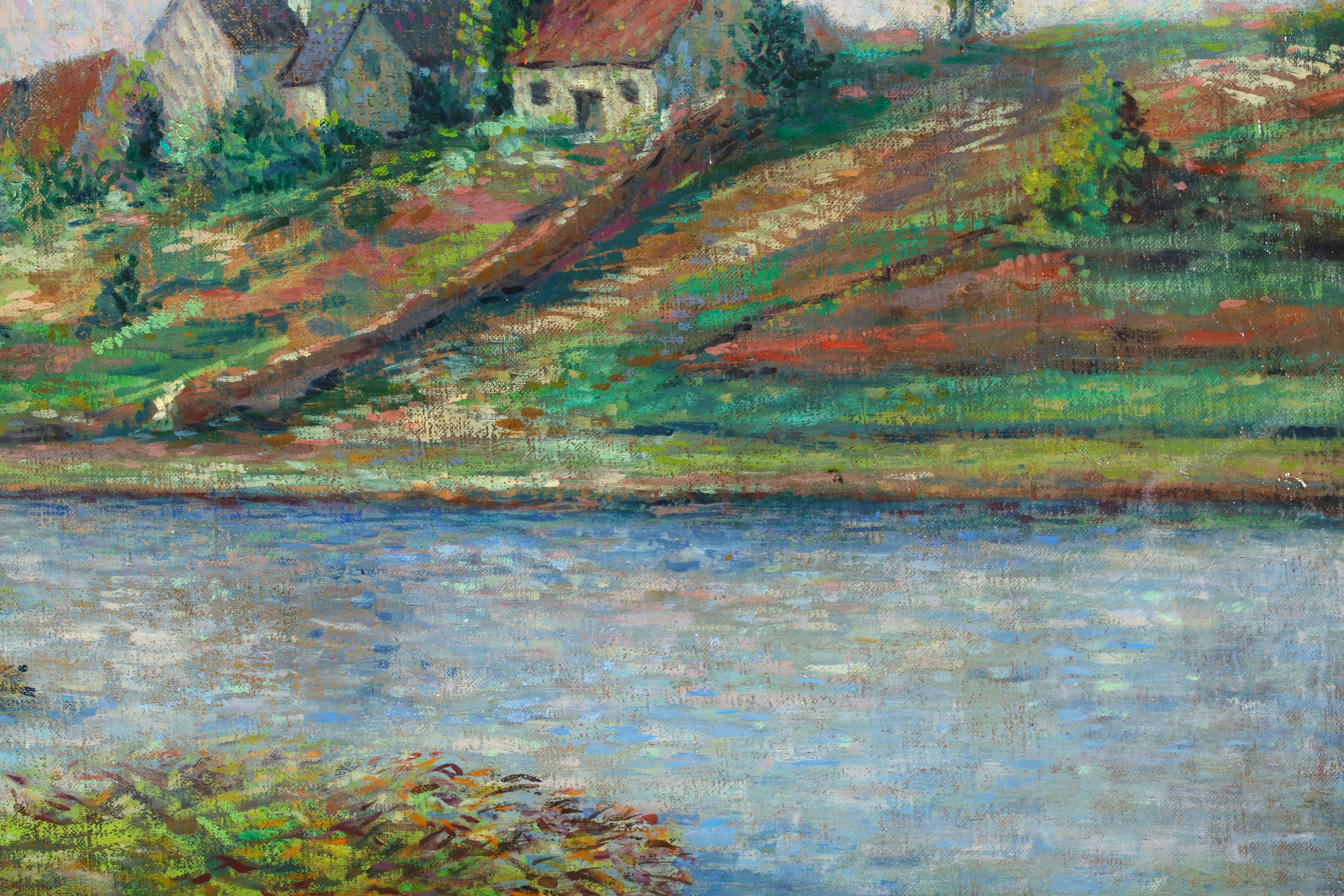 Triel-sur-Seine - Paysage néo-impressionniste peint à l'huile par Léo Marie Gausson en vente 5