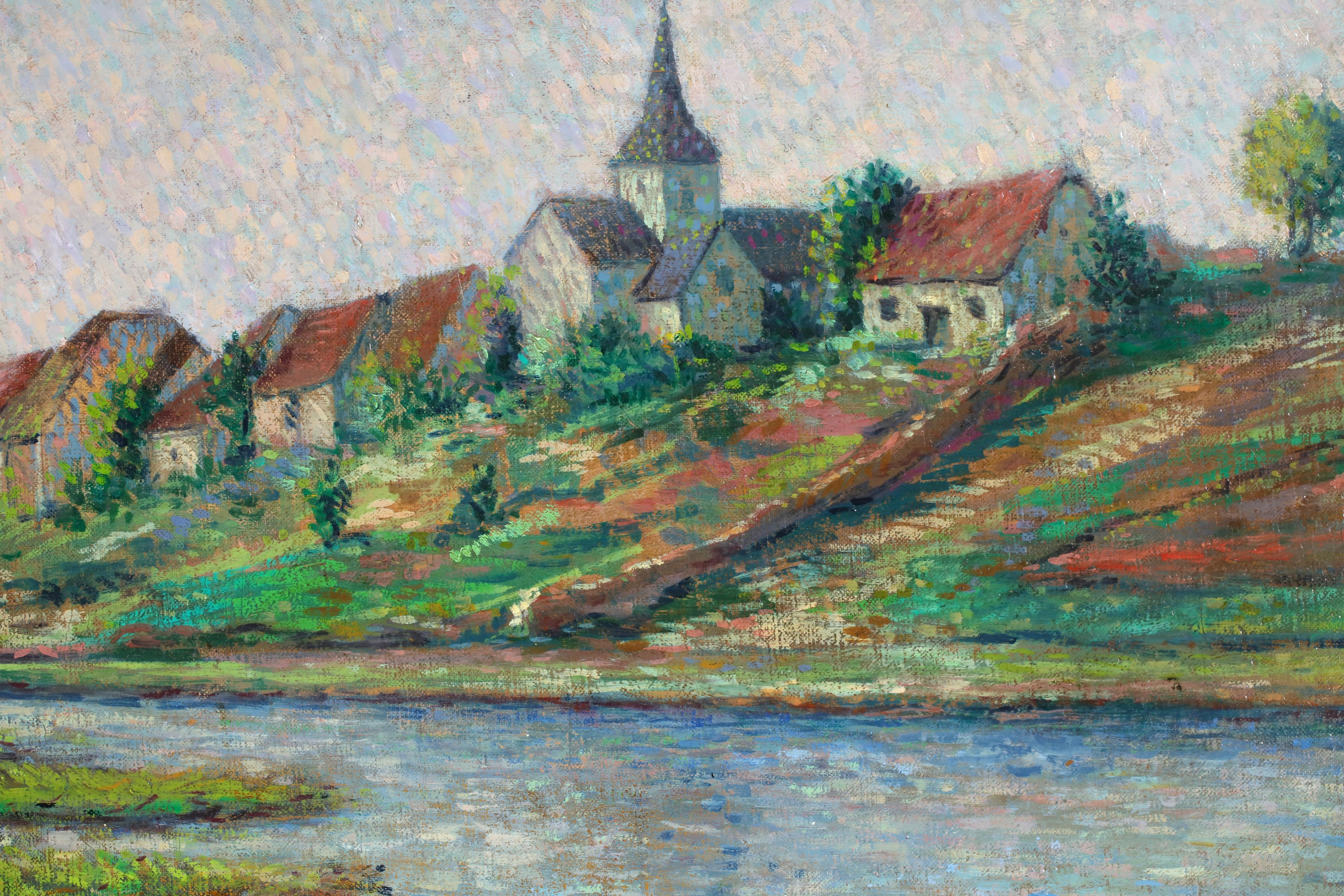 Triel-sur-Seine - Paysage néo-impressionniste peint à l'huile par Léo Marie Gausson en vente 7