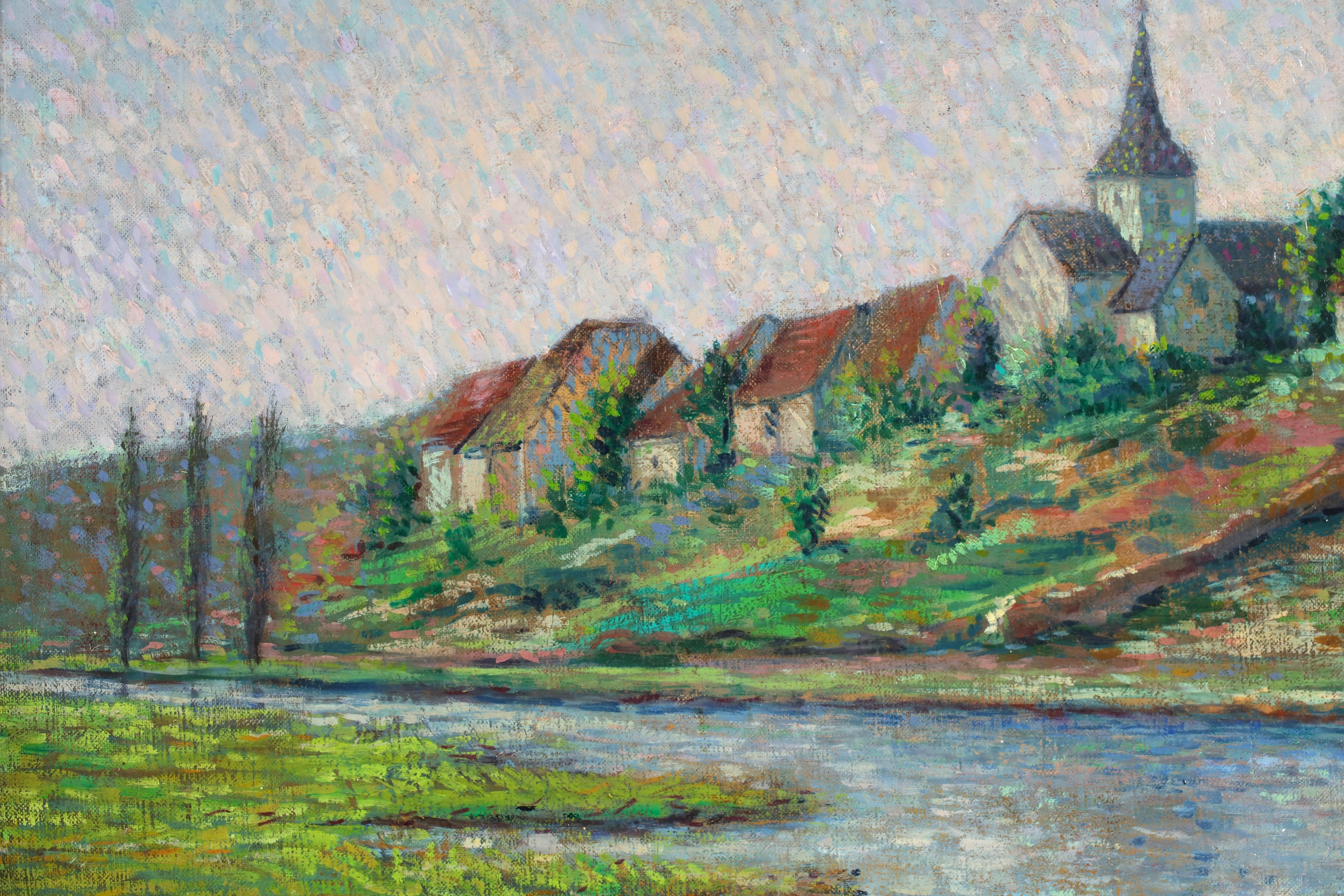 Triel-sur-Seine - Paysage néo-impressionniste peint à l'huile par Léo Marie Gausson en vente 8