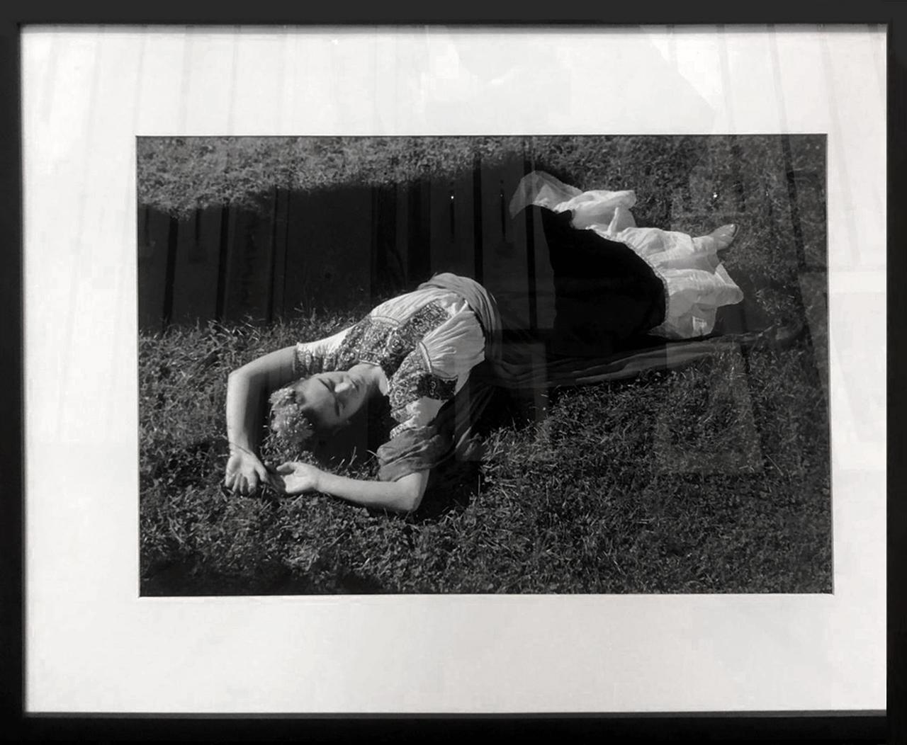 Frida  Kahlo in  Xochimilco, México. Black and white Portrait photograph. Framed - Photograph by Leo Matiz