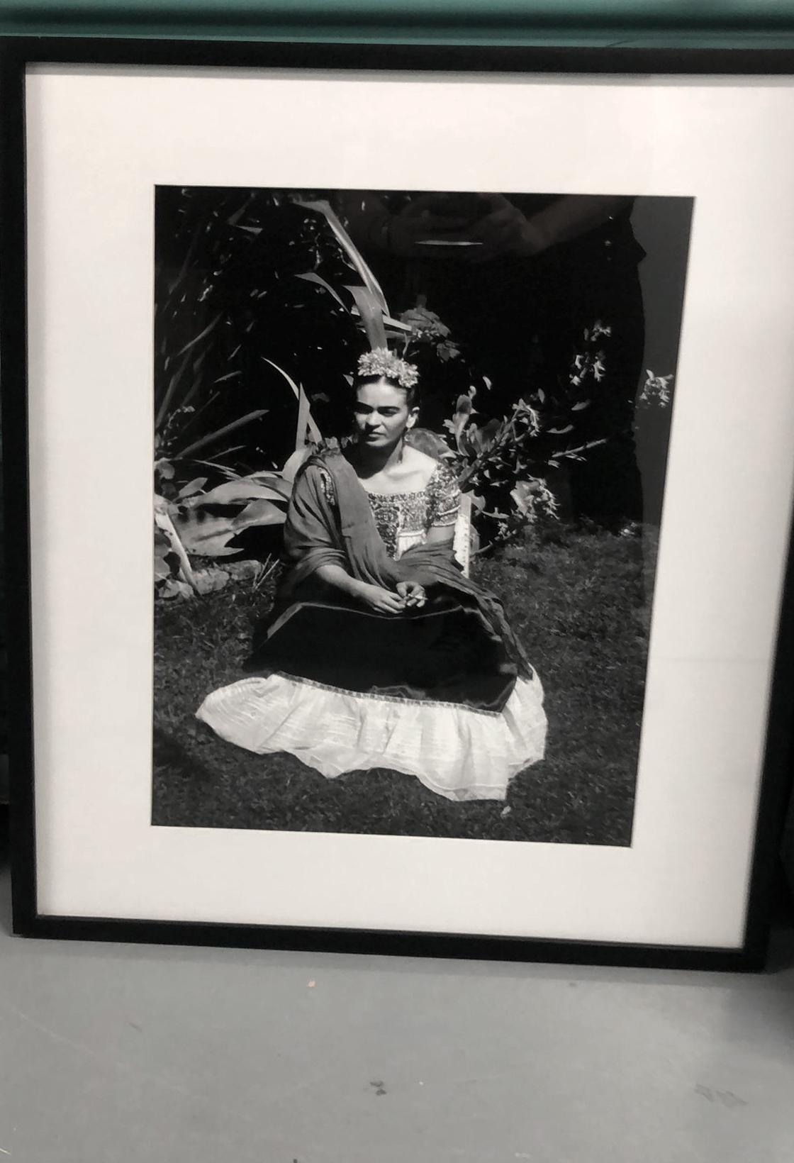 Frida Kahlo en Xochimilco, México.Black and white Portrait photograph.  Framed - Other Art Style Photograph by Leo Matiz