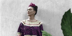Frida in the Blue House with Plants, 1943. Color Portrait