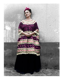 Vintage Frida Kahlo in the Blue House, Coyoacán, Mexico. 1943 Color Portrait 