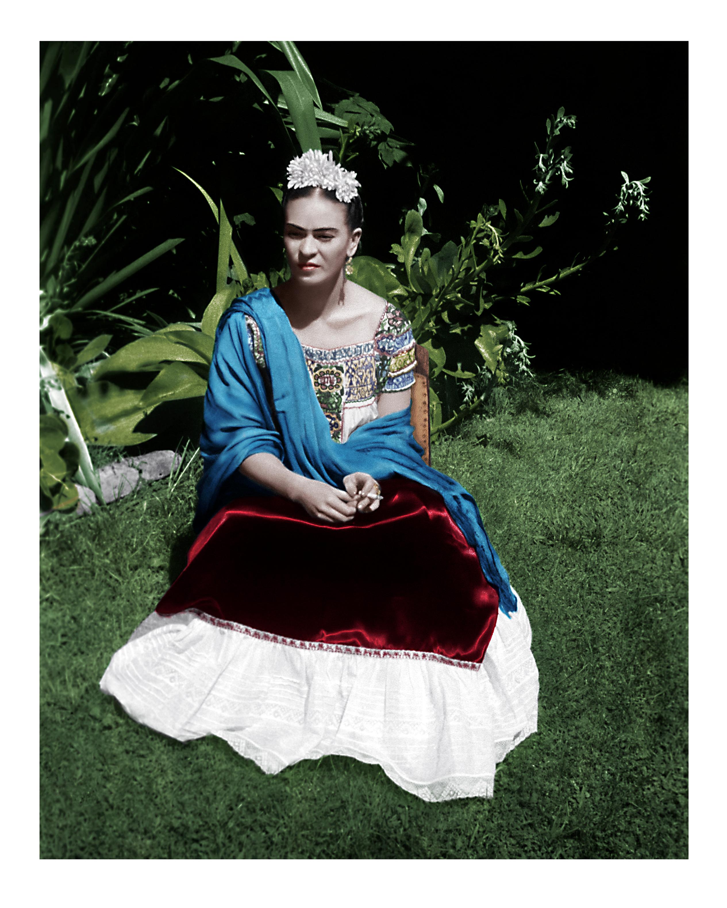 Leo Matiz Portrait Photograph - Frida Kahlo in the Blue House, Coyoacán, Mexico. 1943. Color Portrait