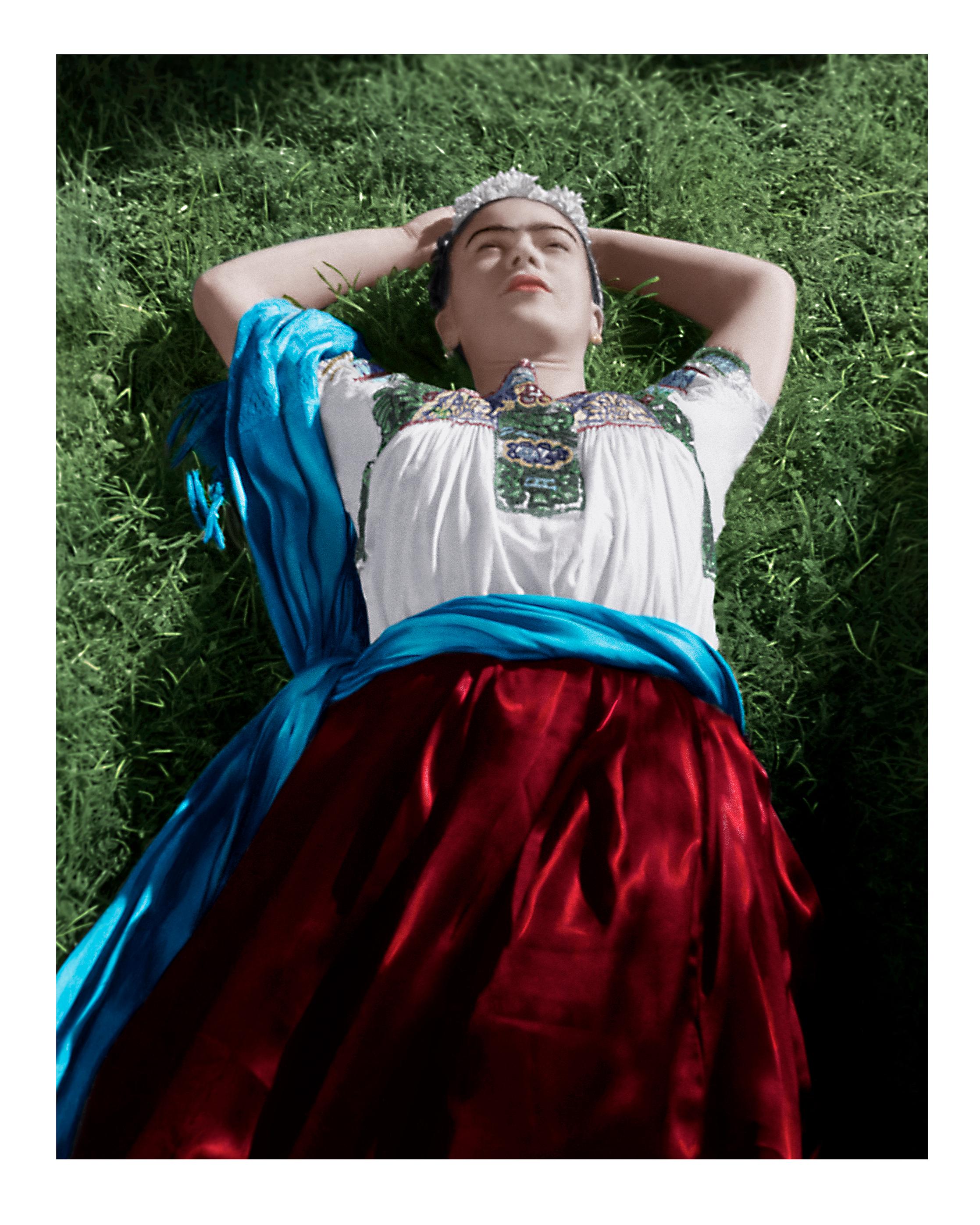 Leo Matiz Color Photograph - Frida Kahlo in the Blue House, Coyoacán, Mexico. Color Portrait