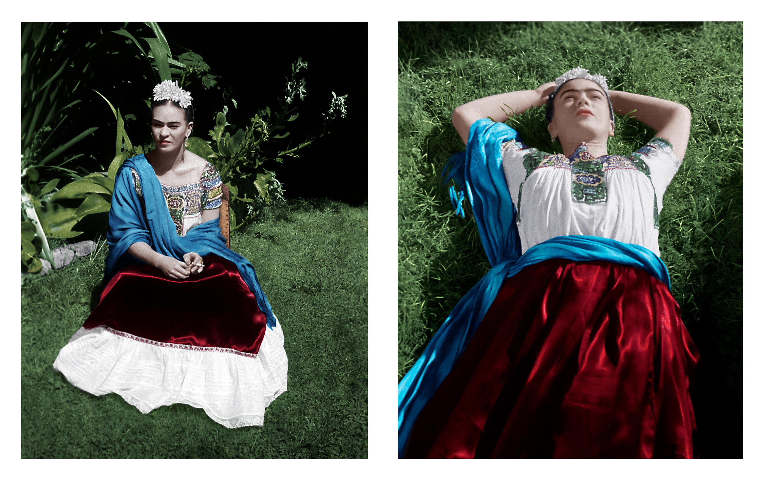 Leo Matiz Color Photograph - Frida Kahlo in the Blue House, Coyoacán, Mexico. 1943. Diptych Color portraits 
