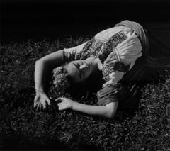 Frida Kahlo in  Xochimilco, Mexico. Black and white Portrait photograph